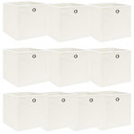 VIDAXL Boîtes de rangement 10 pcs Blanc 32x32x32 cm Tissu