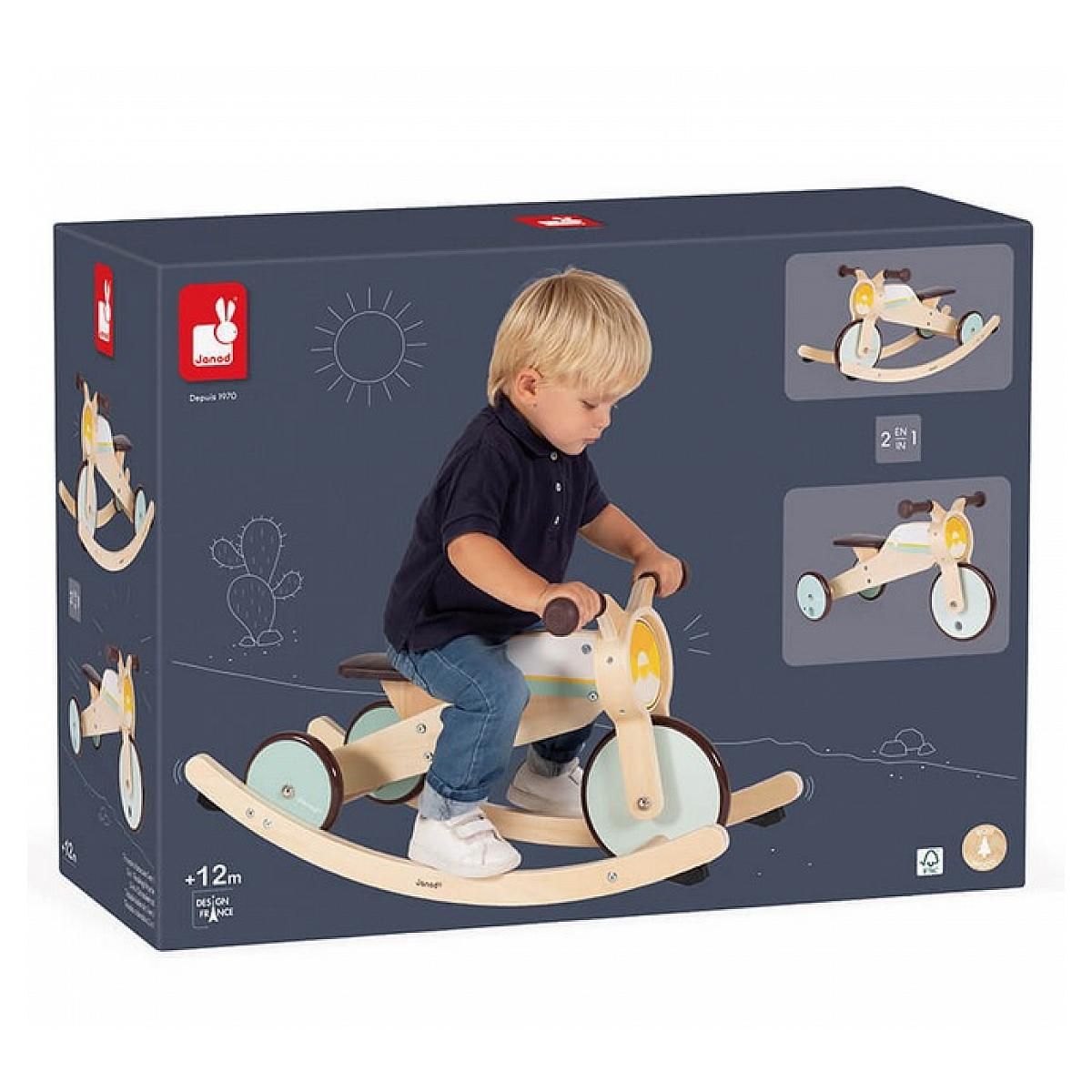 Juratoys-Janod Tricycle a bascule en bois Evolutif