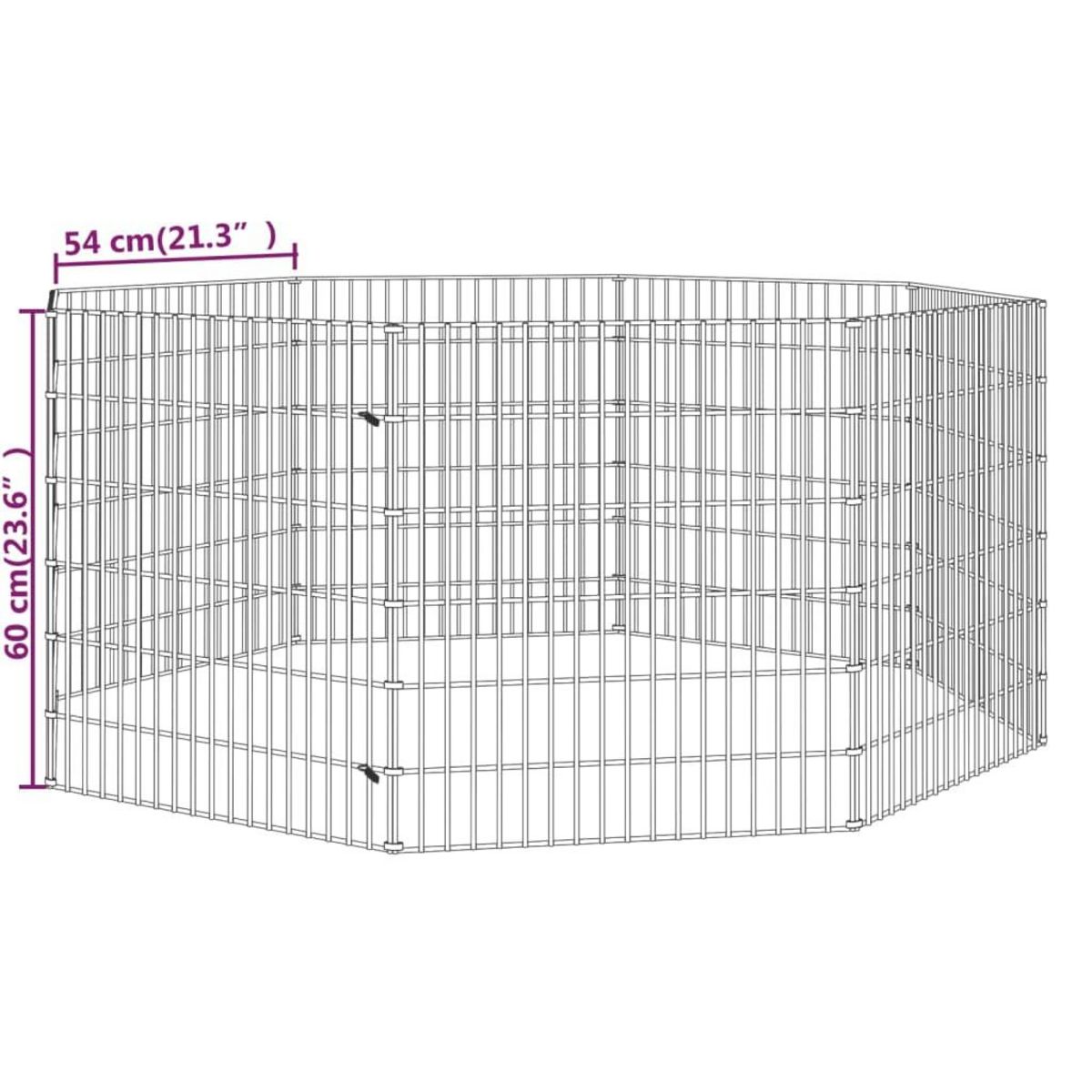 VIDAXL Enclos pour animaux en liberte 8 panneaux 54x60cm fer galvanise