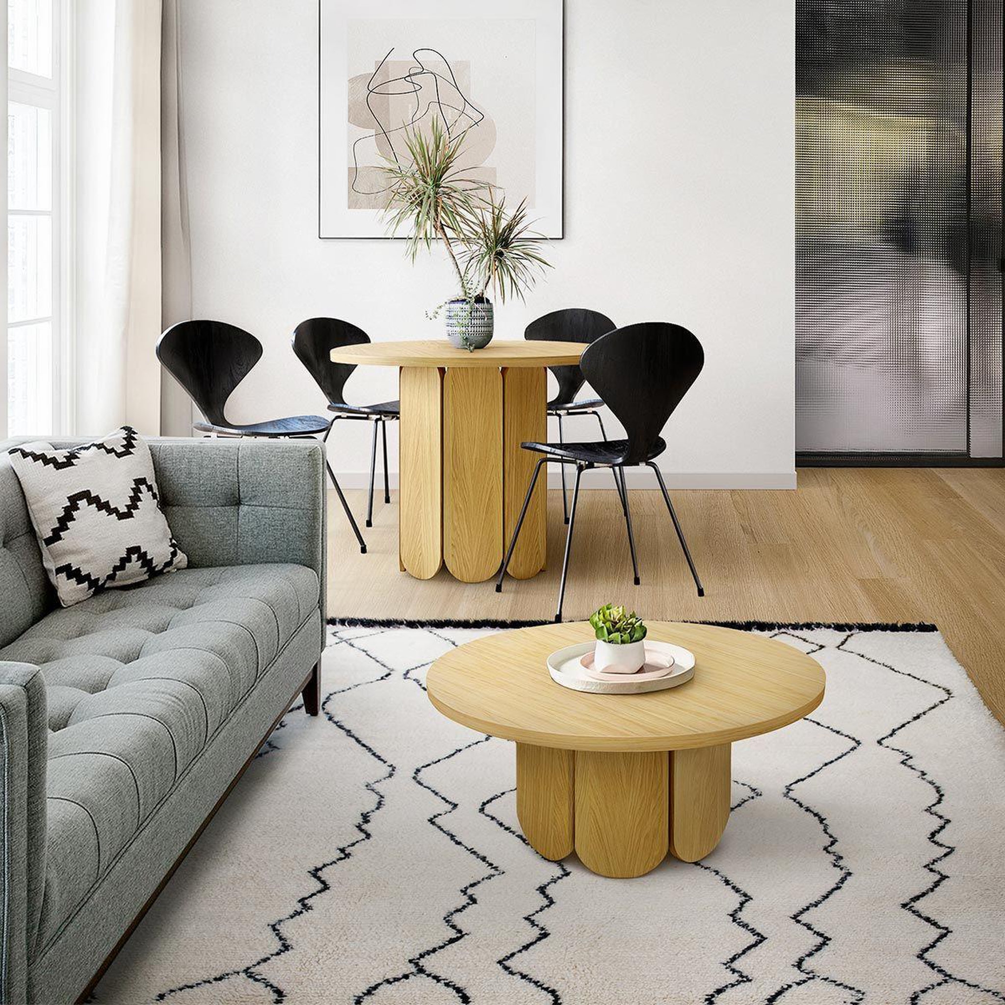 Voir la diapositive 5 : Paris Prix Table à manger ronde design  soft  98cm chêne