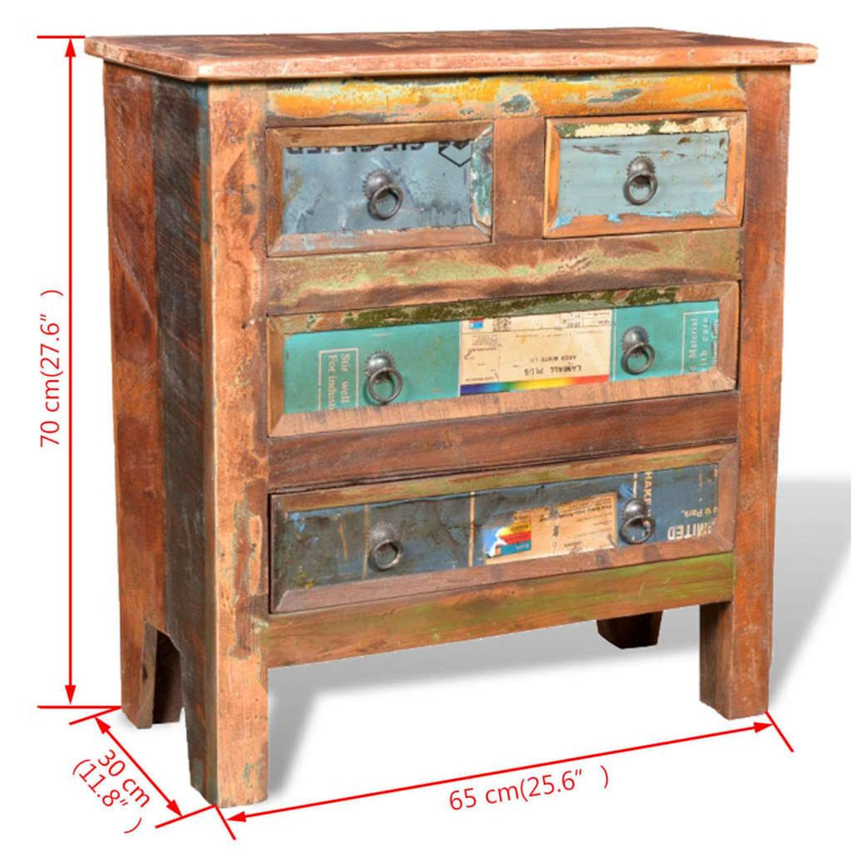 VIDAXL Armoire avec 4 tiroirs Bois massif de recuperation