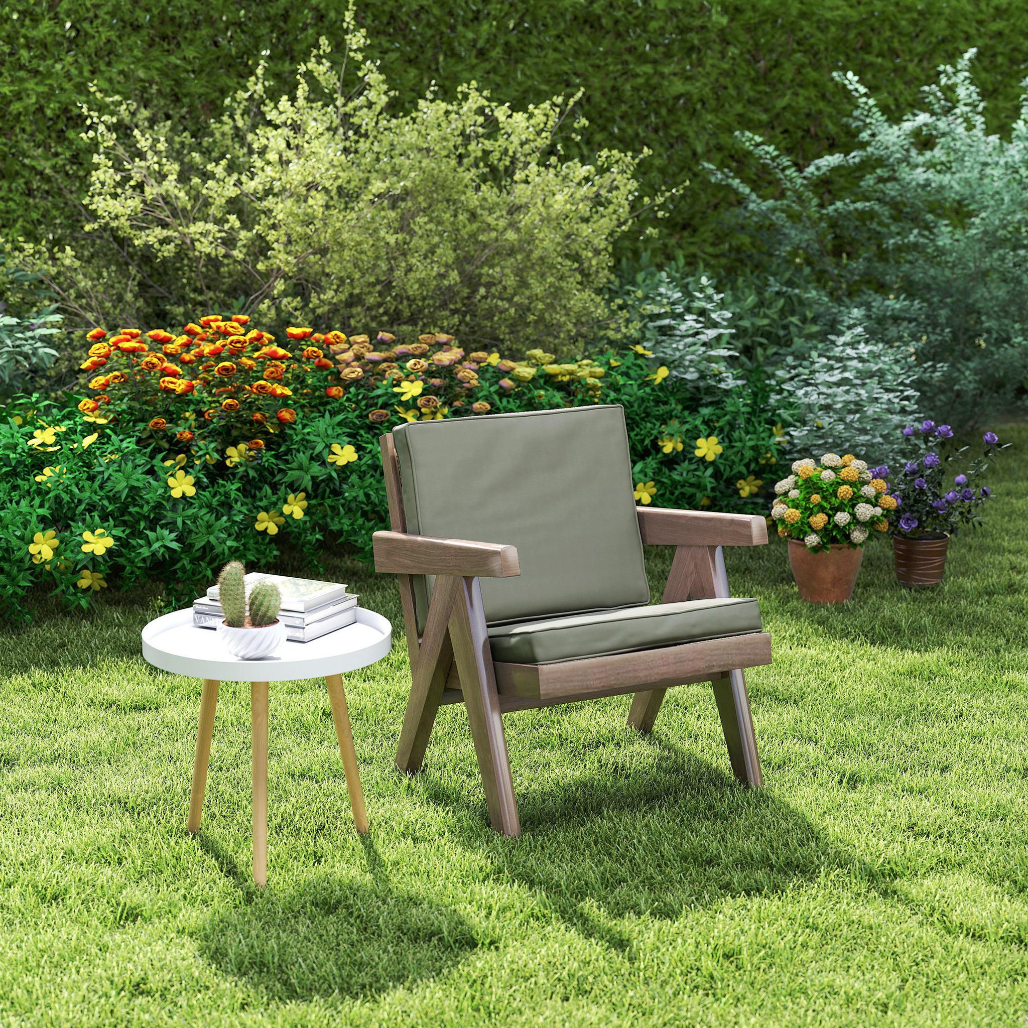 Voir la diapositive 2 : OUTSUNNY Coussins de fauteuil de jardin zippés déhoussables - galettes de chaise de jardin - épais rembourrage 7 cm - polyester haute densité gris
