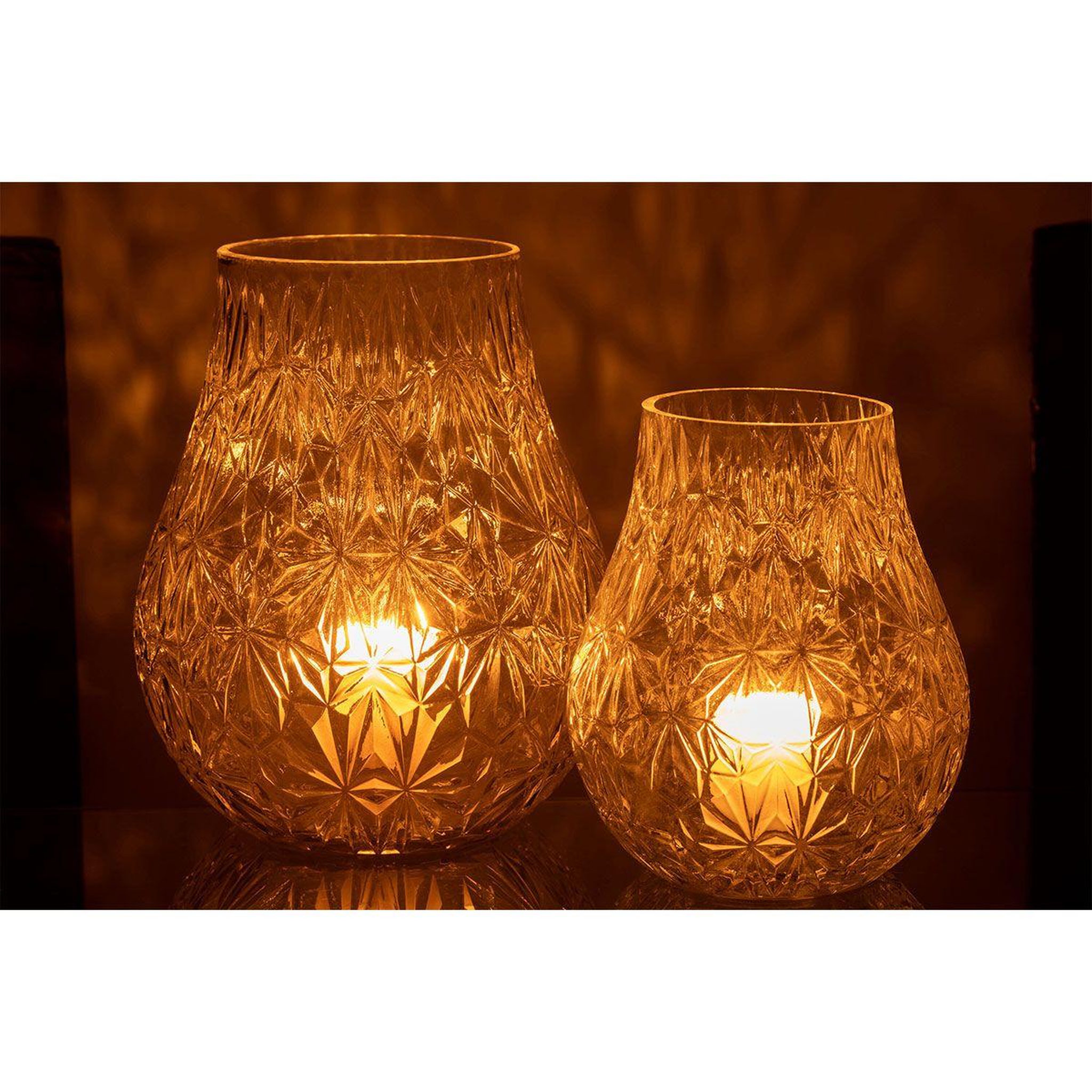 Voir la diapositive 6 : J-LINE Vase design en verre  diamant  22cm transparent