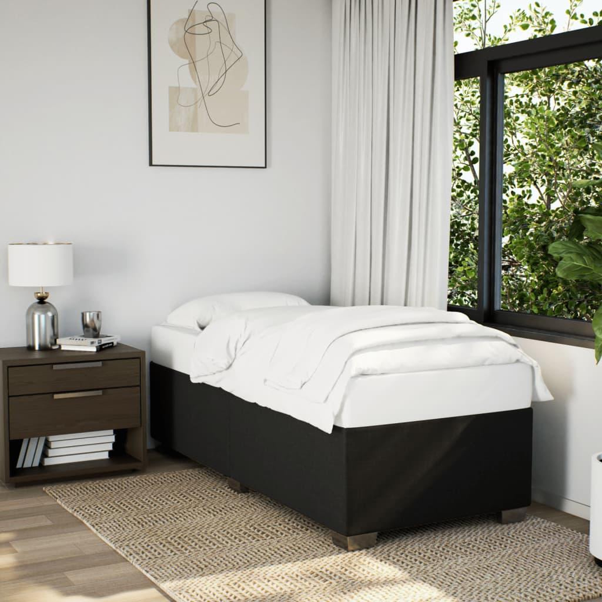 VIDAXL Cadre de lit sans matelas noir 90x200 cm tissu