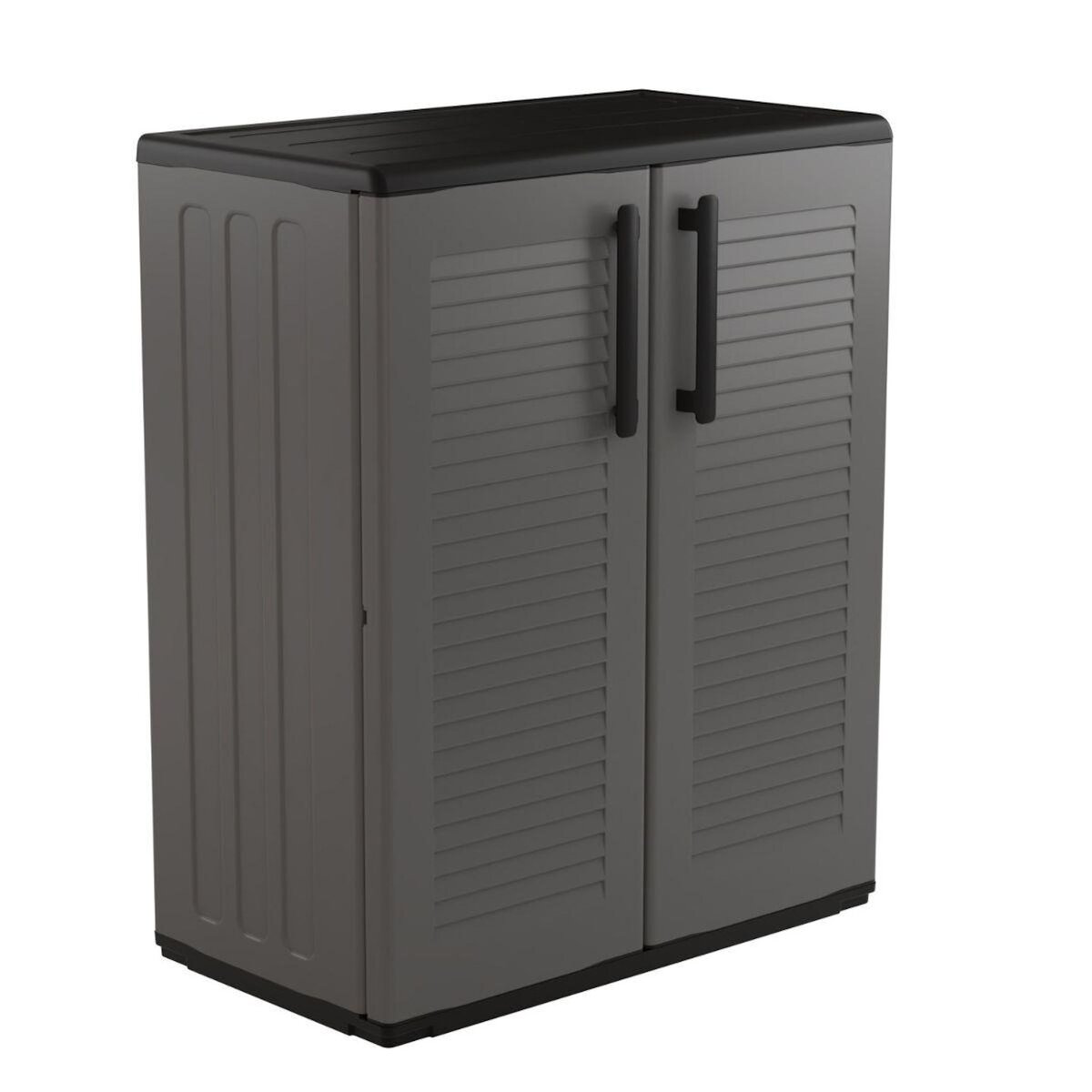 ART PLAST Armoire de Rangement Grise Armoire basse 2 portes Polypropylène - Meuble de rangement 68 x 37 x h84 cm ArtPlast
