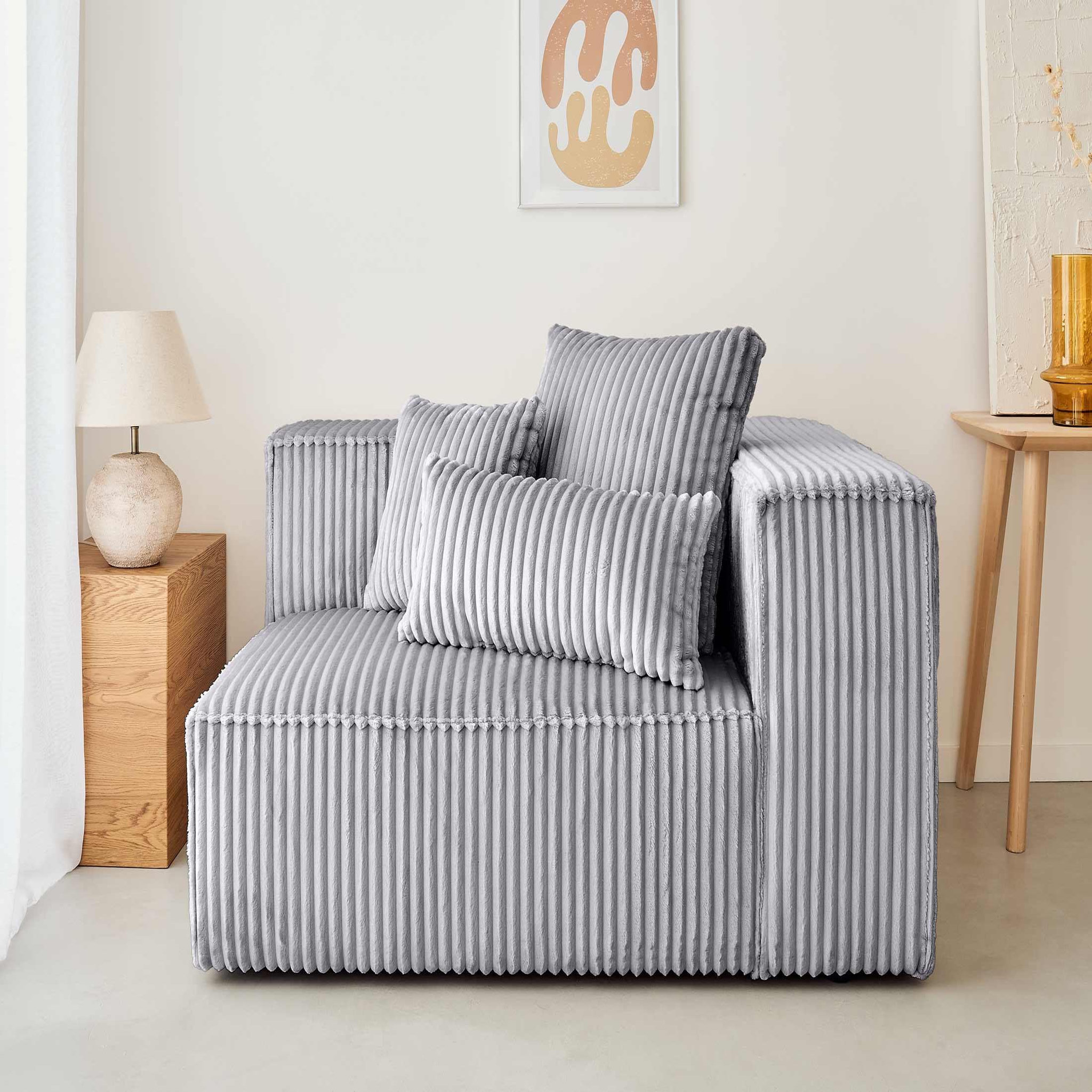 Voir la diapositive 2 : LISA DESIGN Colombine - module d'assise droit - en velours côtelé grosses côtes