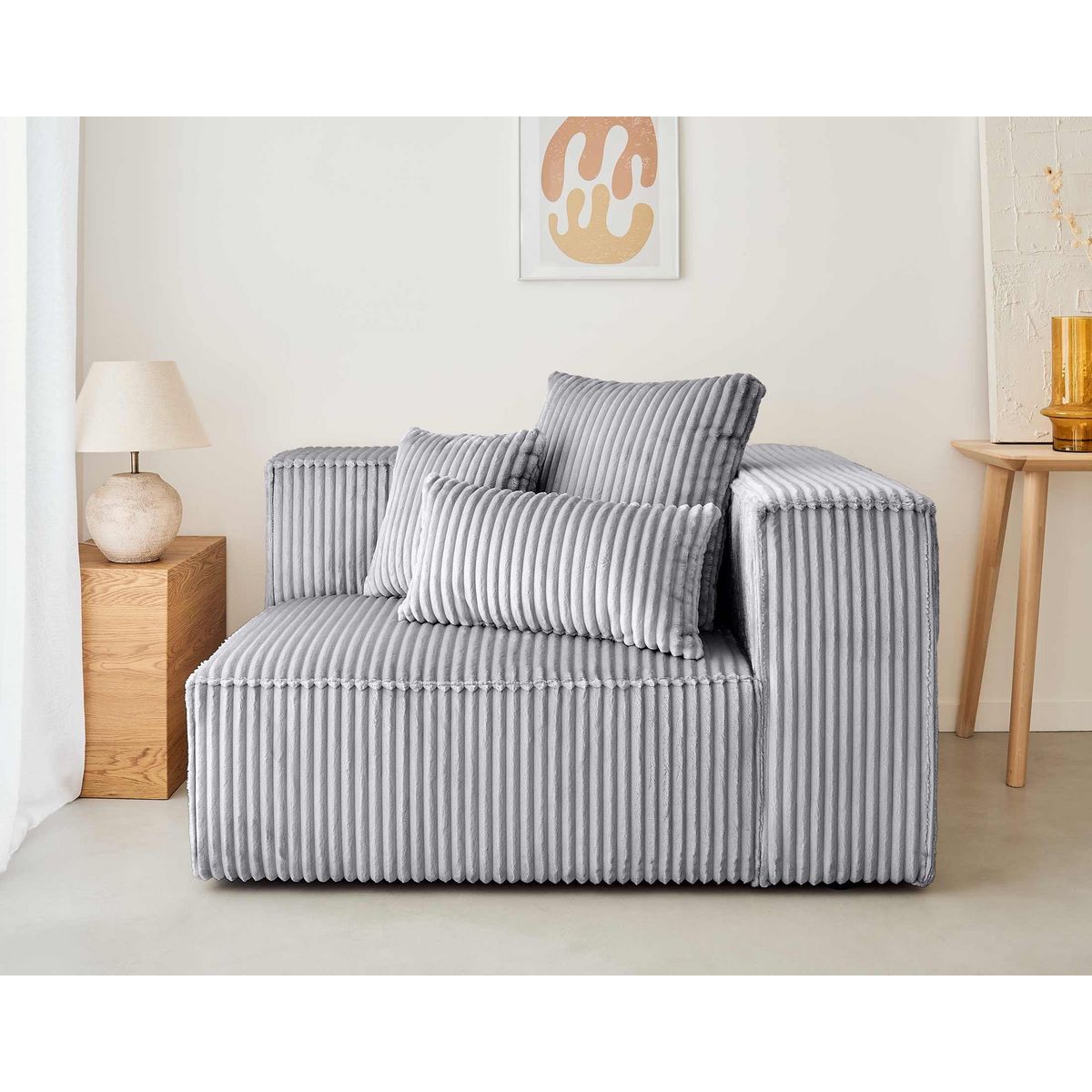 LISA DESIGN Colombine - module d'assise droit - en velours côtelé grosses côtes