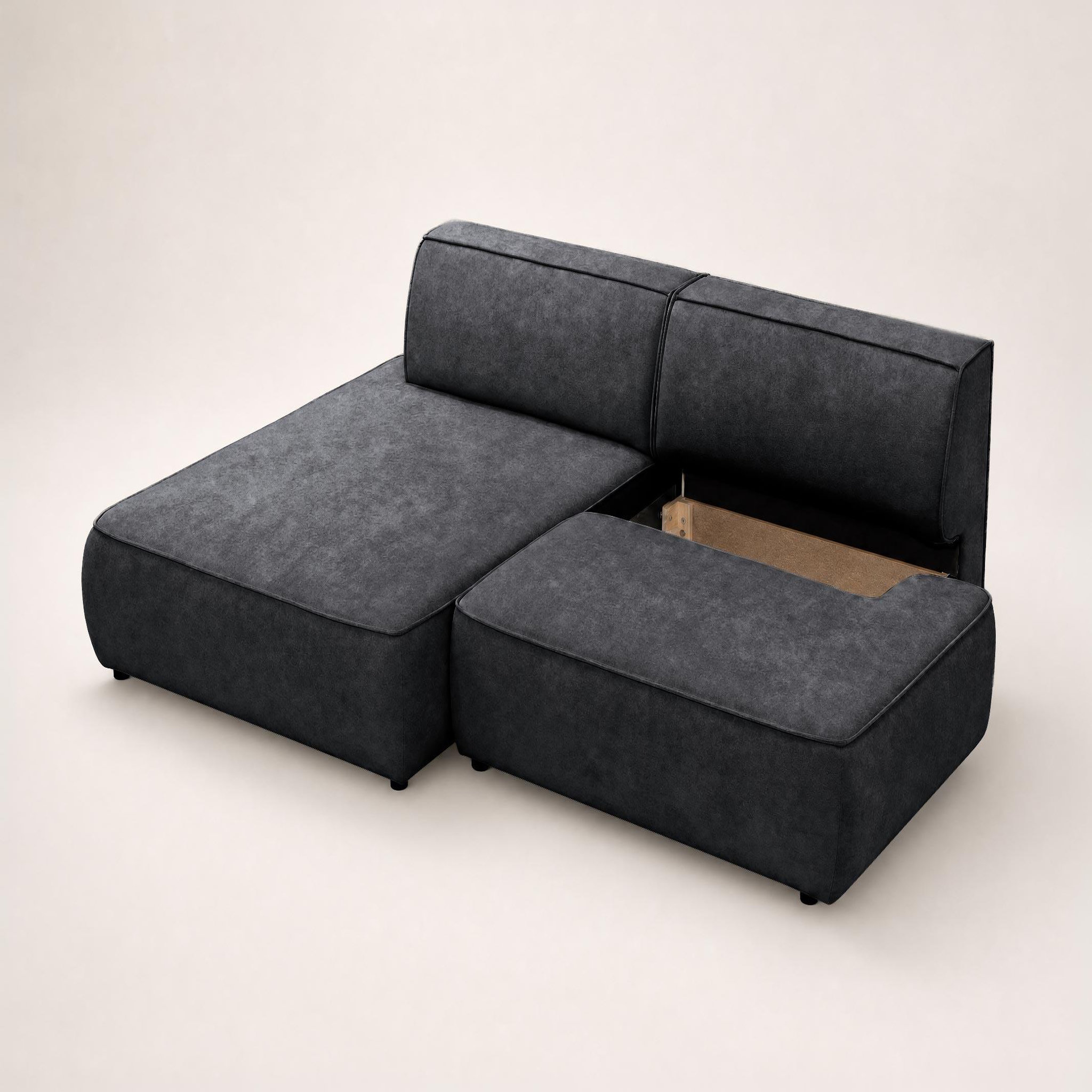 Voir la diapositive 5 : BEST MOBILIER Lisette - canapé d'angle gauche 4 places convertible avec coffre en velours
