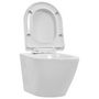 Voir la diapositive 2 : VIDAXL Toilette suspendue au mur sans rebord Ceramique Blanc