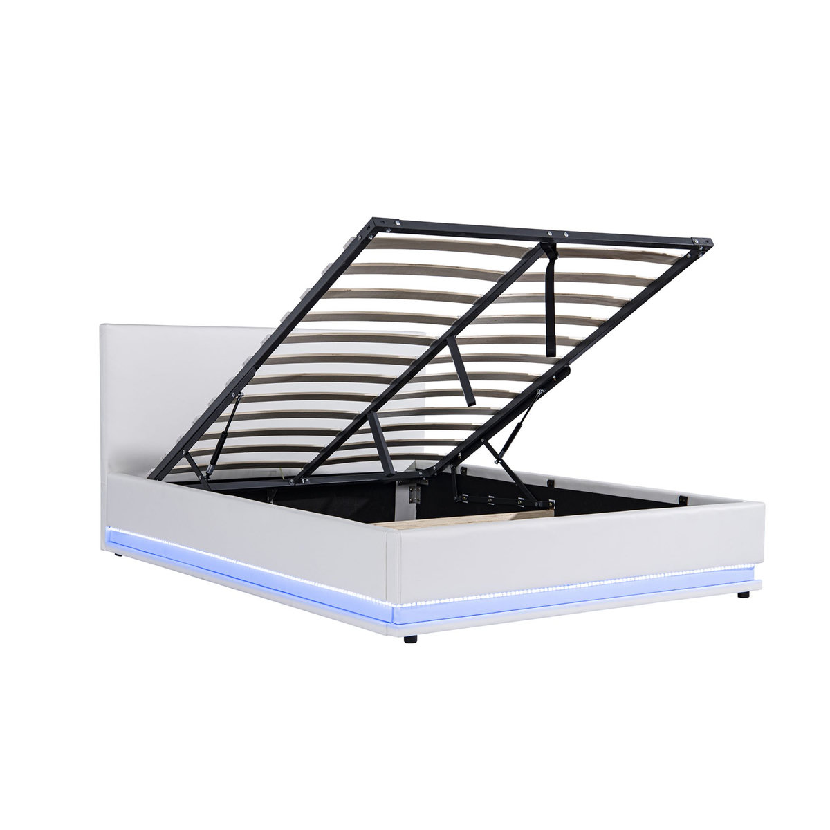 Lit coffre 140x190cm avec contour lit LED + sommier à lattes inclus GALAXY