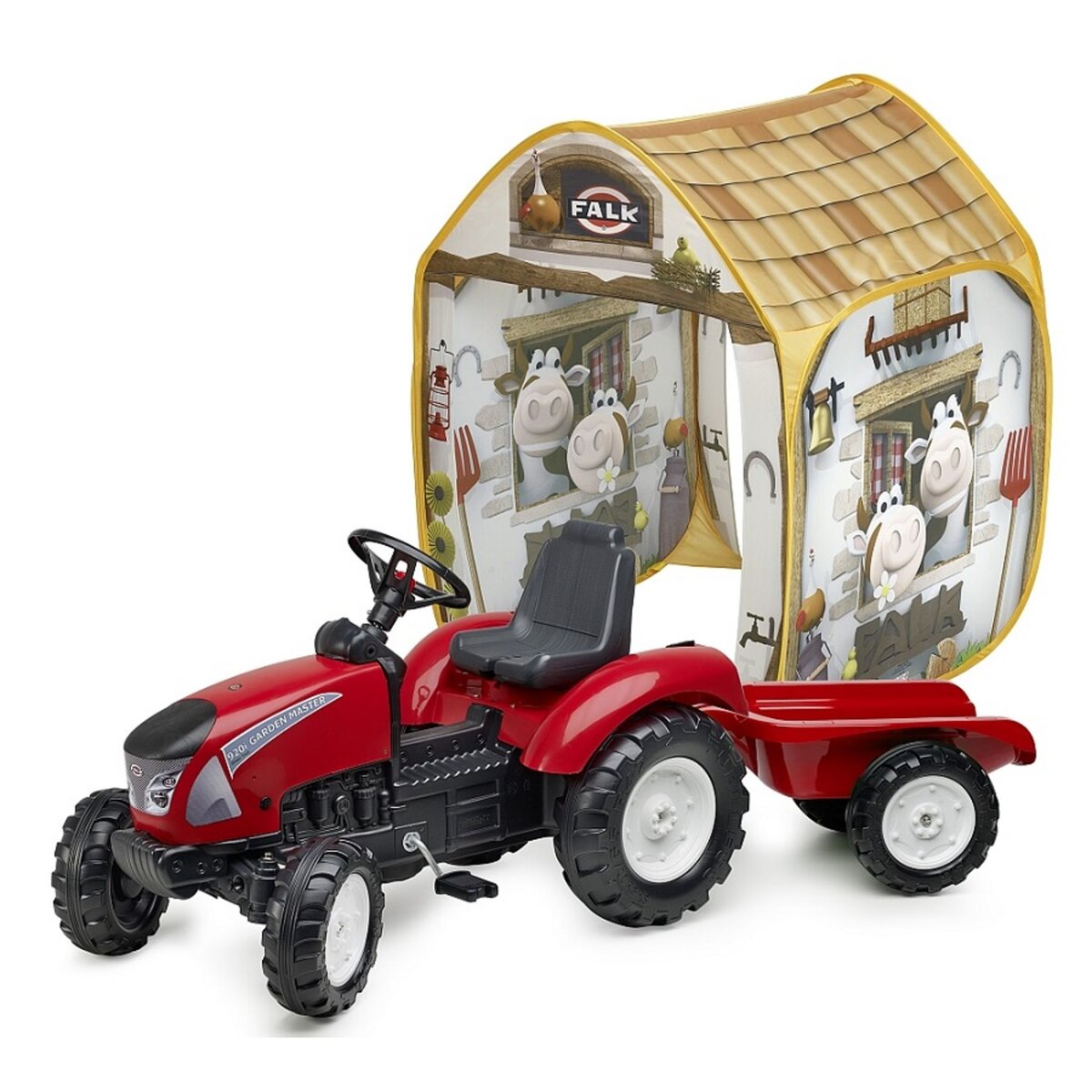 Tracteur à pédales Garden Master et remorque + Tente Pop up