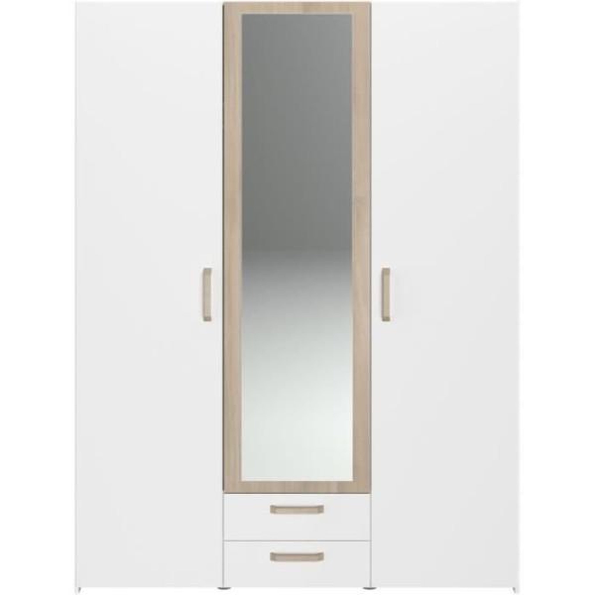 Voir la diapositive 3 : PARISOT Chambre complete adulte - DREAM - Lit 140x190/200 cm + 2 chevets + armoire - Décor blanc et chene - PARISOT