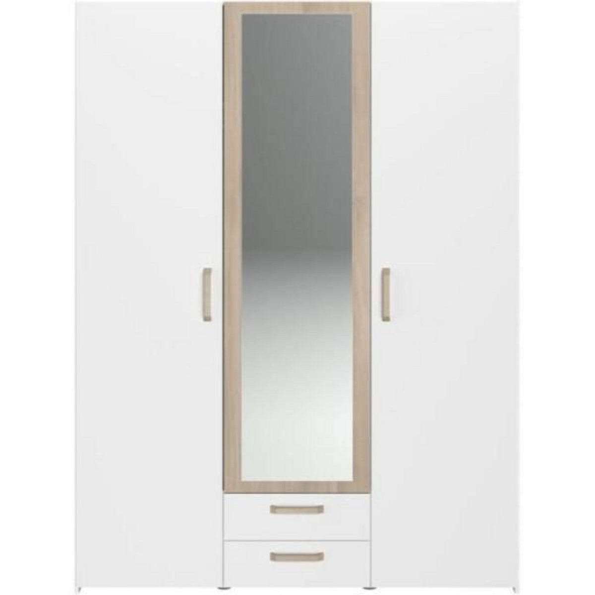 PARISOT Chambre complete adulte - DREAM - Lit 140x190/200 cm + 2 chevets + armoire - Décor blanc et chene - PARISOT