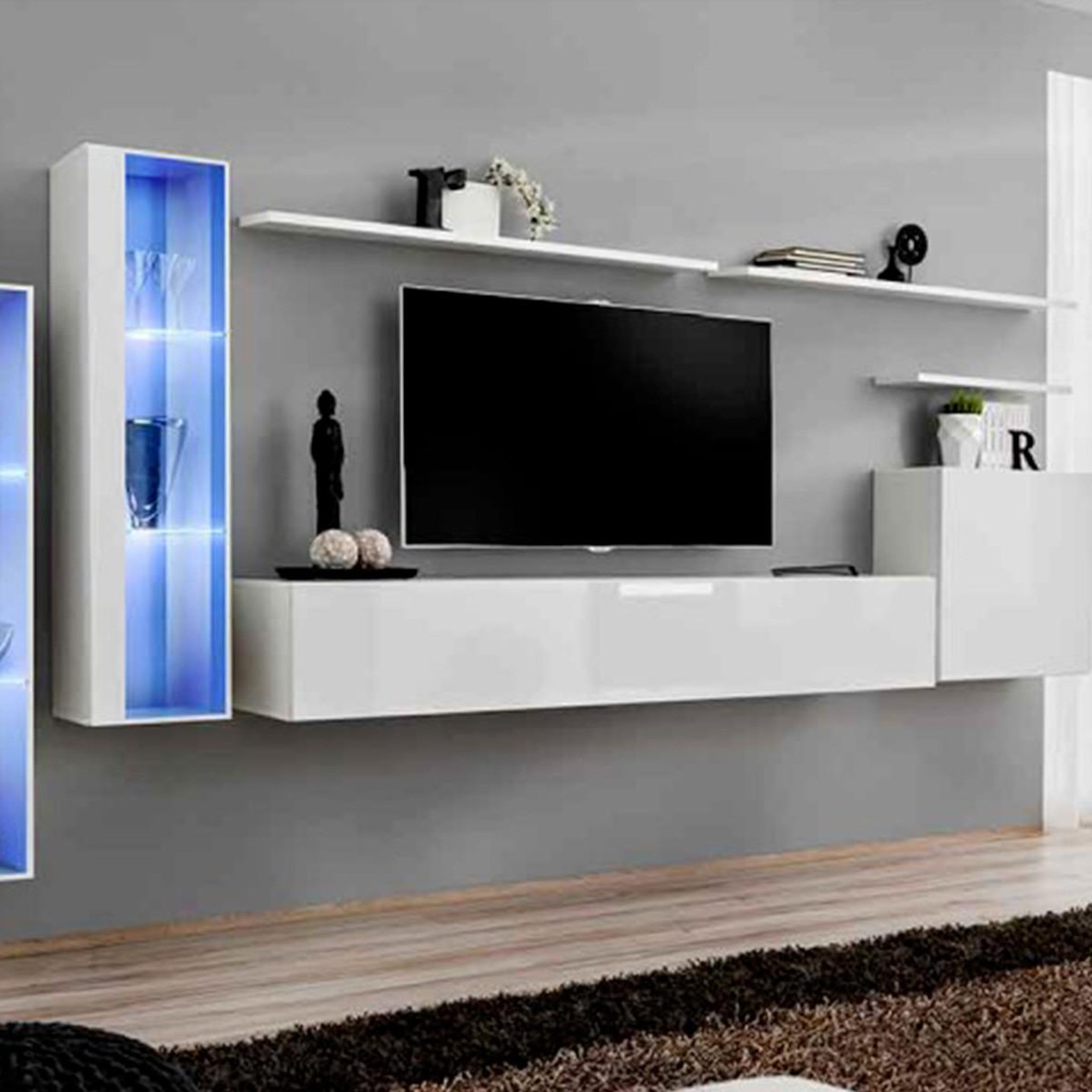 Paris Prix Meuble tv mural design  switch xi  330cm blanc