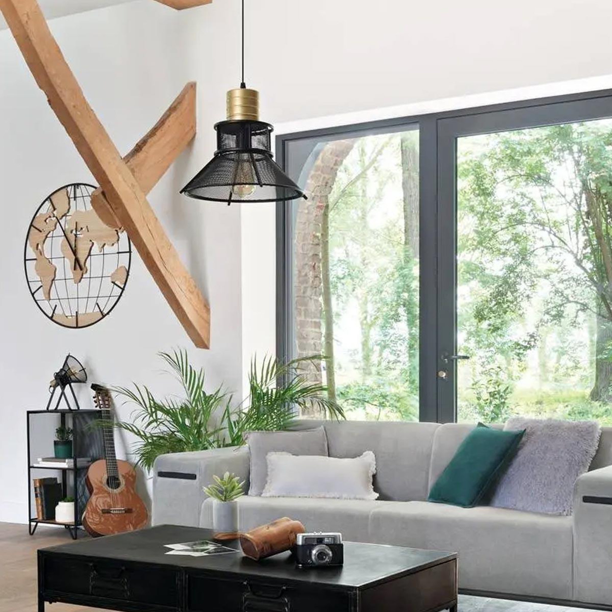 Voir la diapositive 4 : ATMOSPHERA Lampe Suspension Design  Rodo  35cm Noir