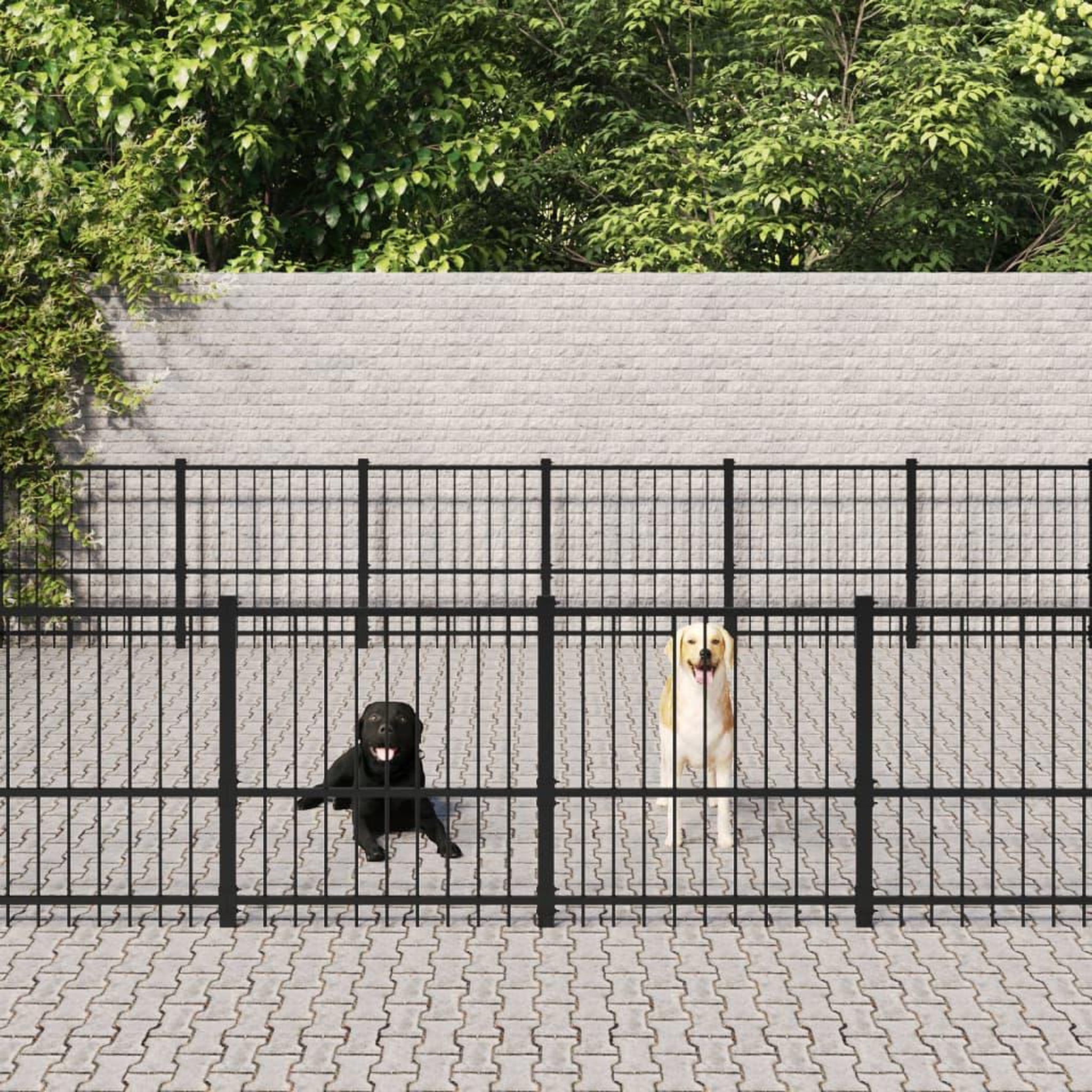 VIDAXL Chenil d'exterieur pour chiens Acier 33,87 m²