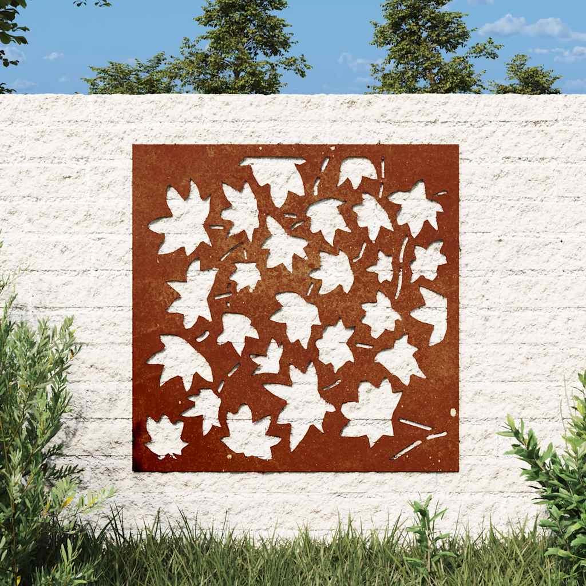 Voir la diapositive 2 : VIDAXL Decoration murale jardin 55x55 cm acier corten design feuille