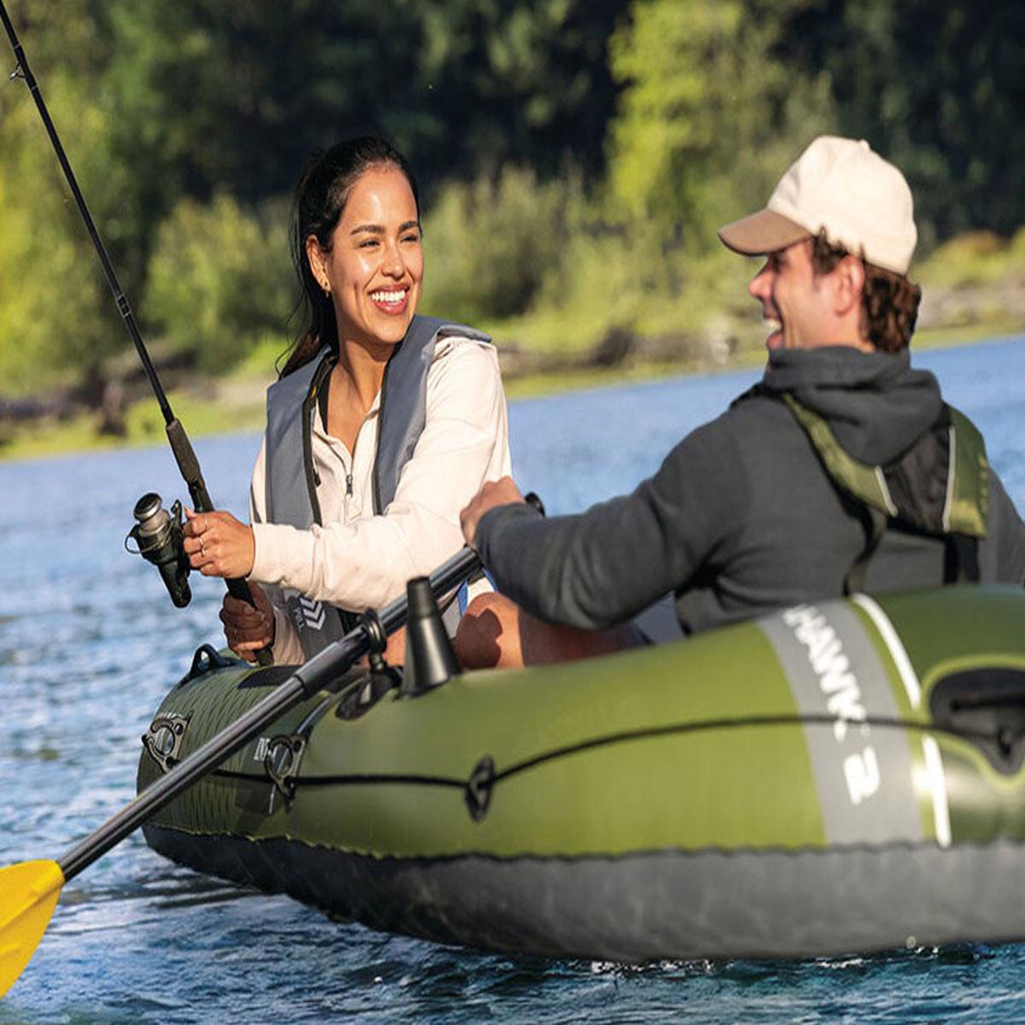 Voir la diapositive 5 : INTEX Kit bateau gonflable 2 places seahawk 2 avec rames et gonfleur - intex