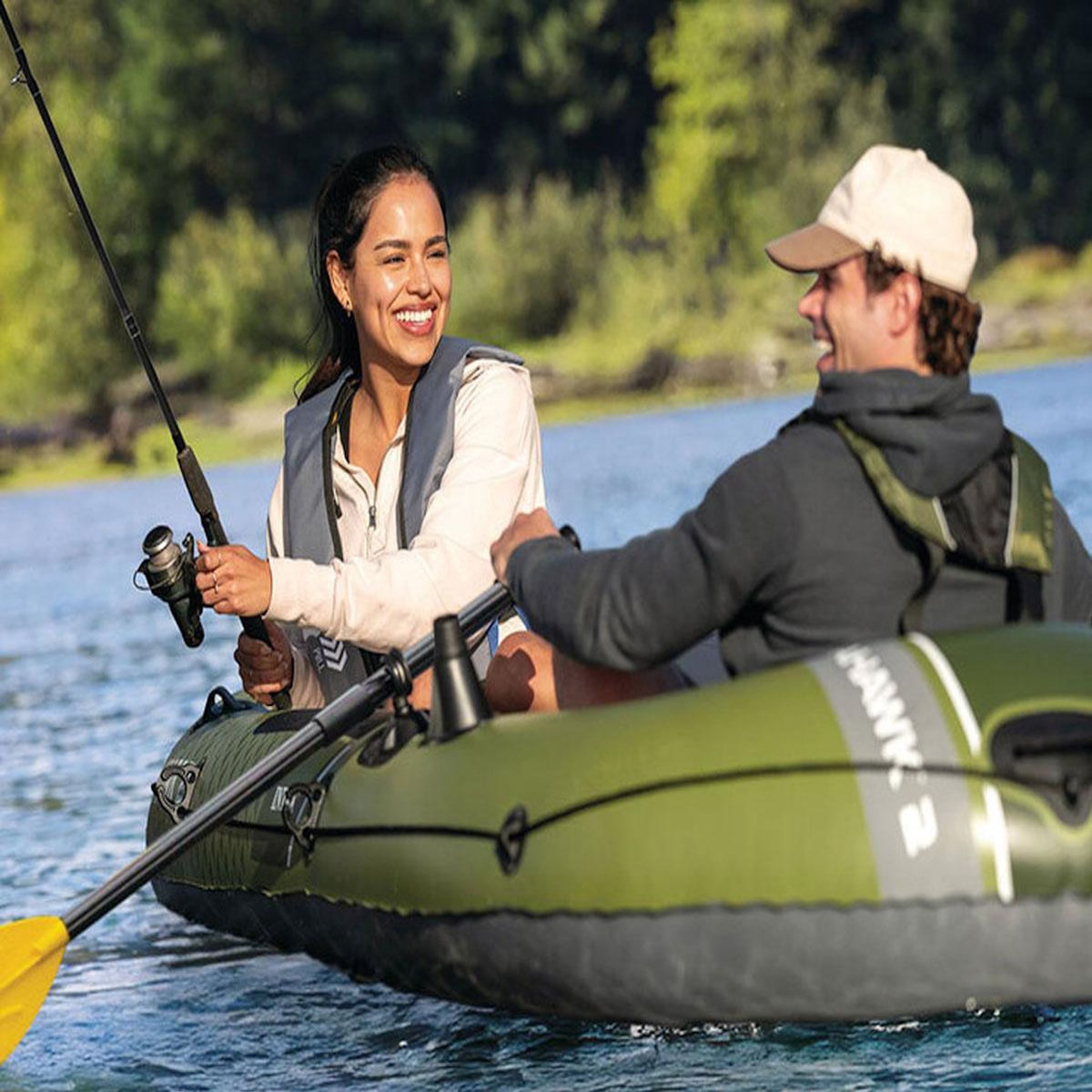 INTEX Kit bateau gonflable 2 places Seahawk 2 avec rames et gonfleur - Intex