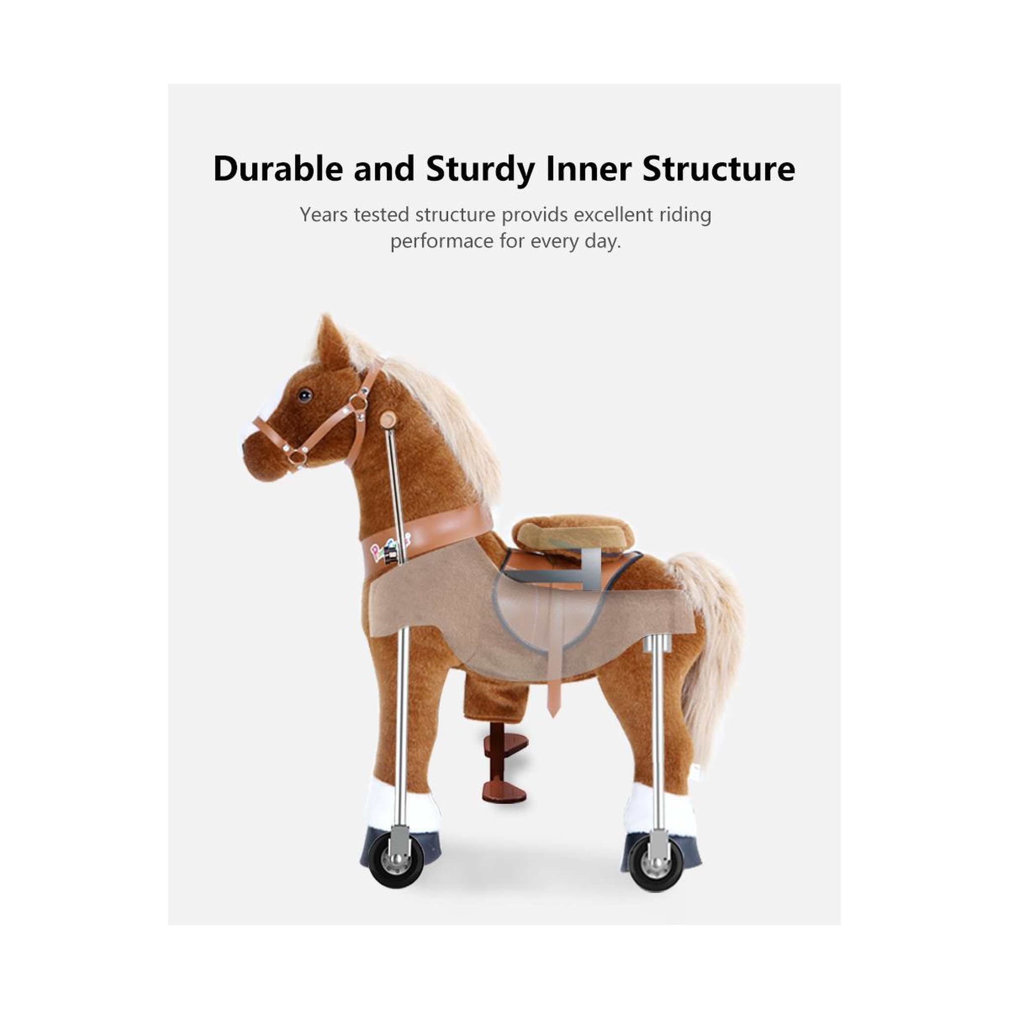 Voir la diapositive 5 : Ponycycle Poney à monter Marron avec sabot blanc Grand Modèle pour 4 à 9 ans