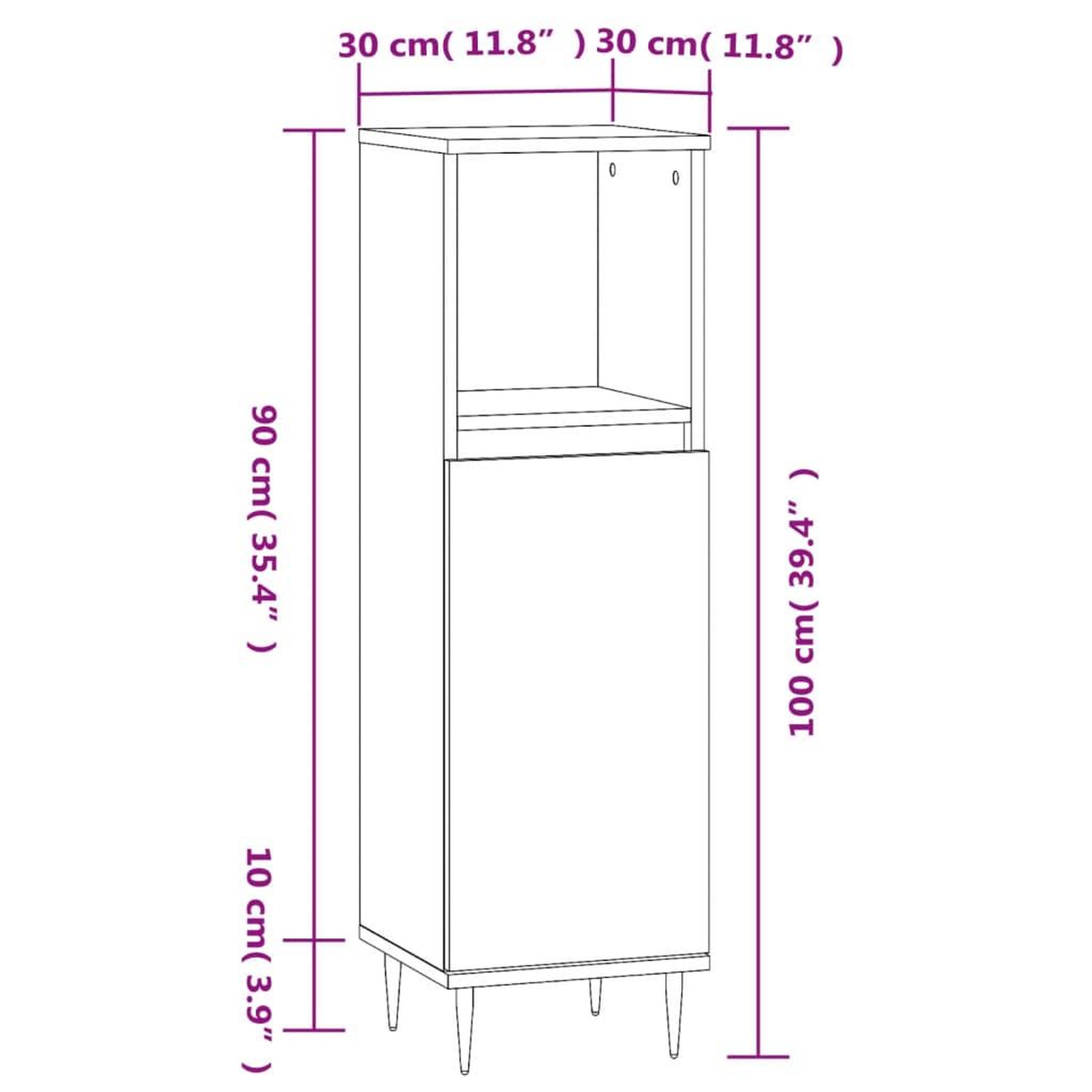 Voir la diapositive 6 : VIDAXL Armoire de salle de bain noir 30x30x100 cm bois d'ingenierie