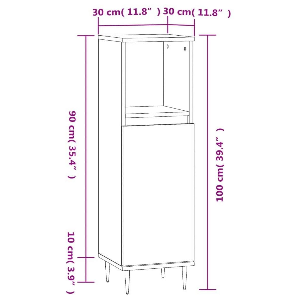 VIDAXL Armoire de salle de bain noir 30x30x100 cm bois d'ingenierie