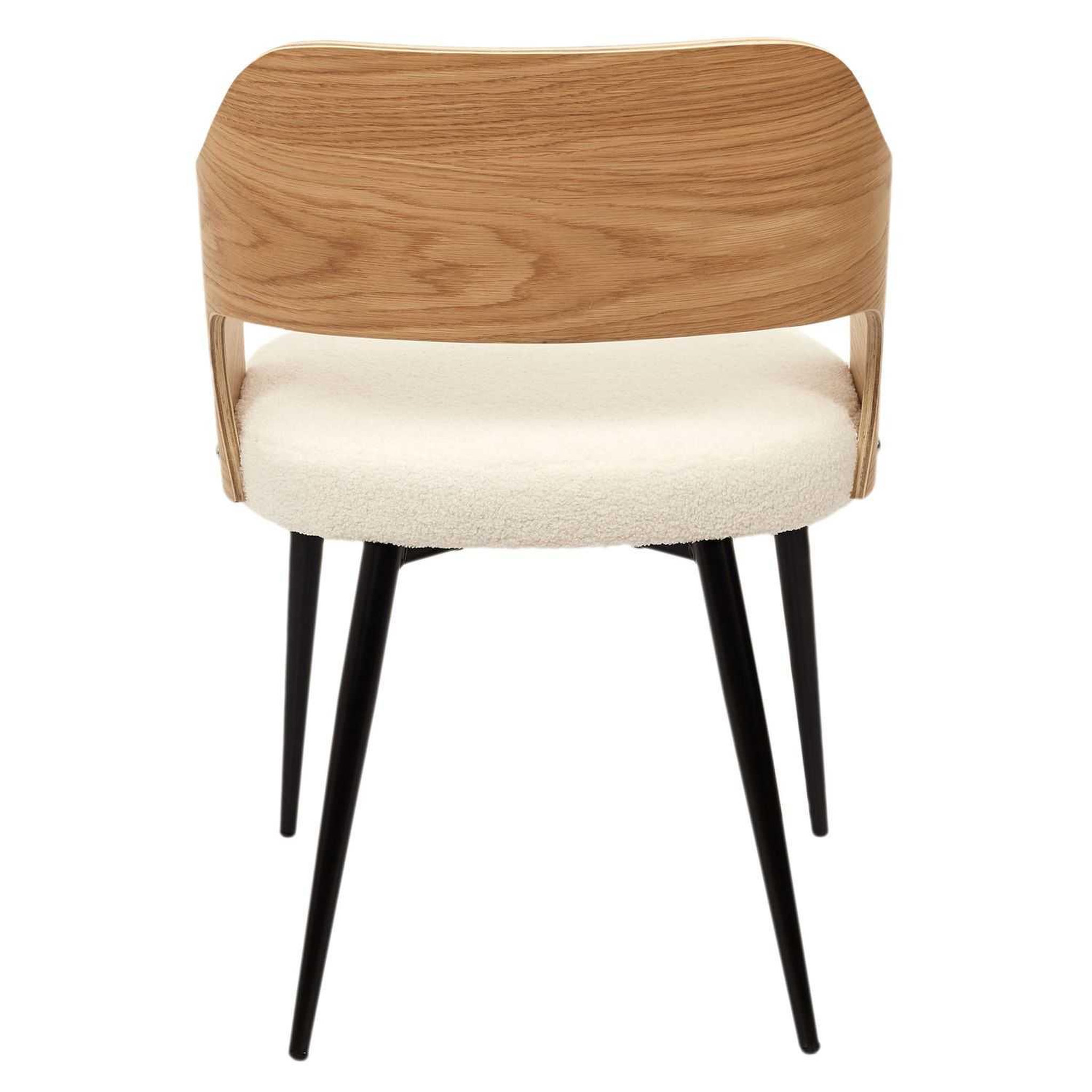 Voir la diapositive 5 : TOILINUX Lot de 2 fauteuils de table avec assise en bouclette LOKI - Beige et Blanc