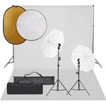 VIDAXL Kit de studio photo avec eclairage toile de fond et reflecteur