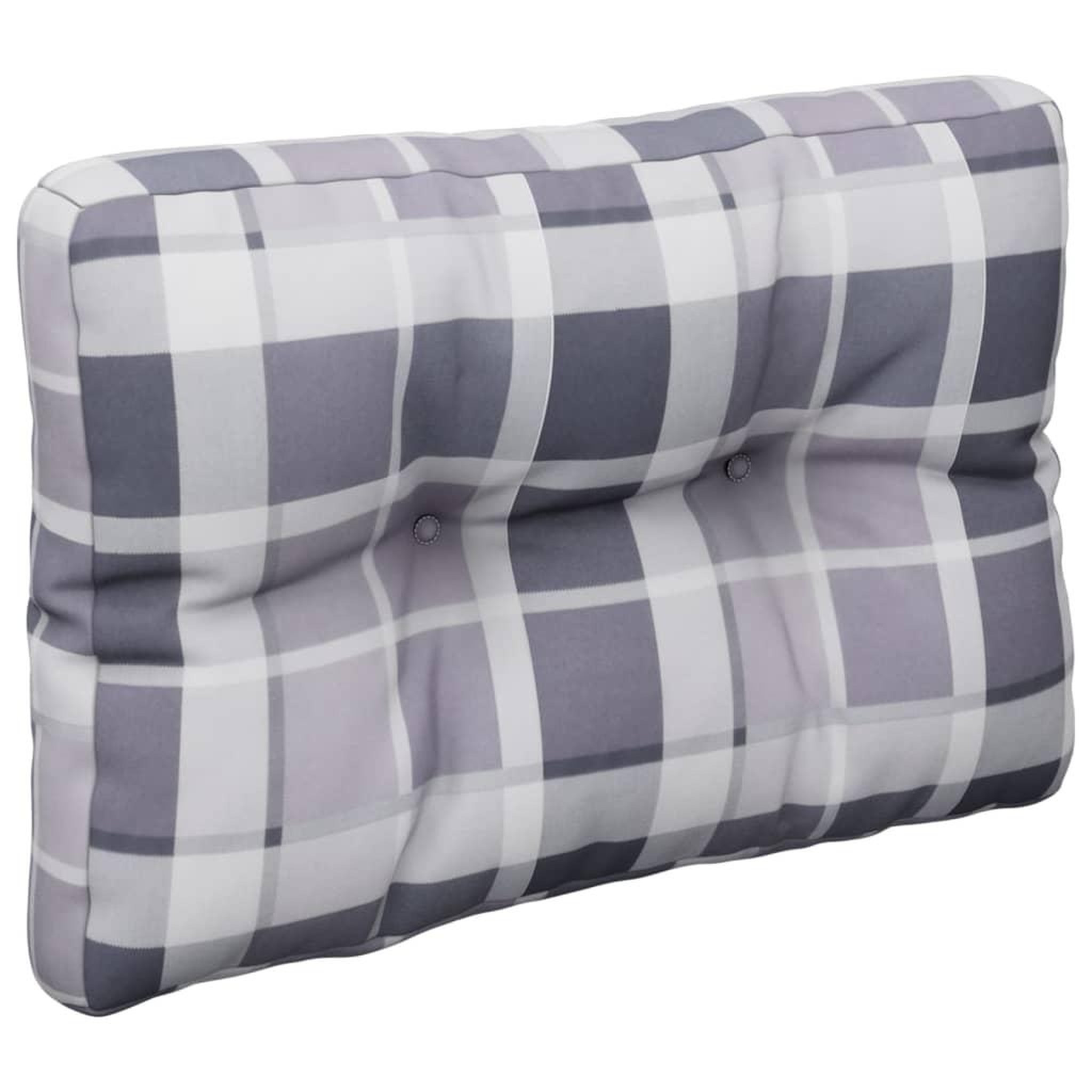 Voir la diapositive 4 : VIDAXL Coussin de palette motif a carreaux gris 60x40x12 cm tissu