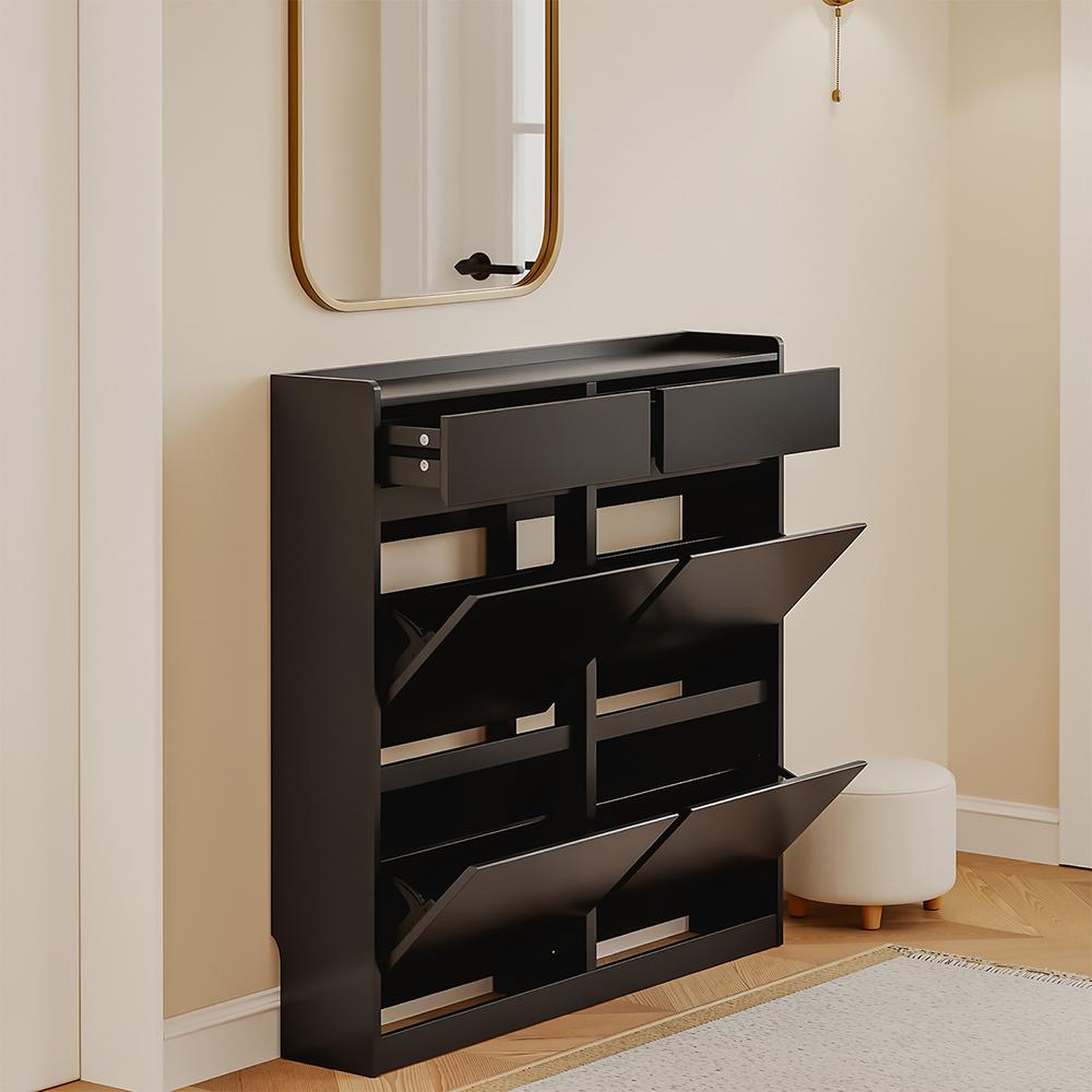 Voir la diapositive 5 : SOBUY Meuble à chaussures Noir 98x19x95 cm FSR169-SCH