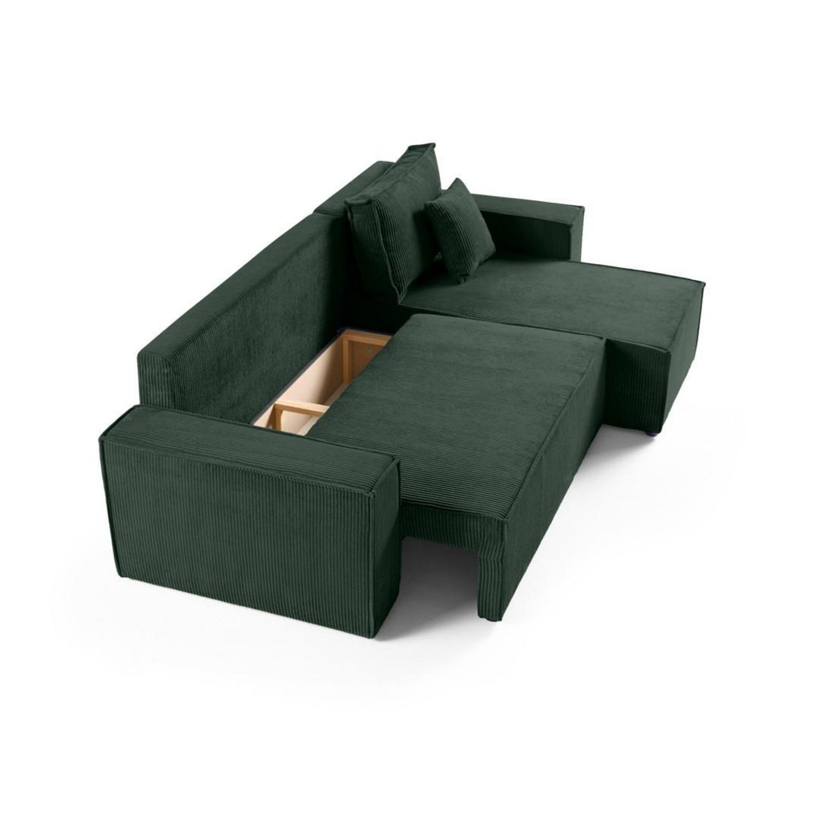 BEST MOBILIER Cezanne - canapé d'angle réversible - 4 places - convertible avec coffre - en velours côtelé