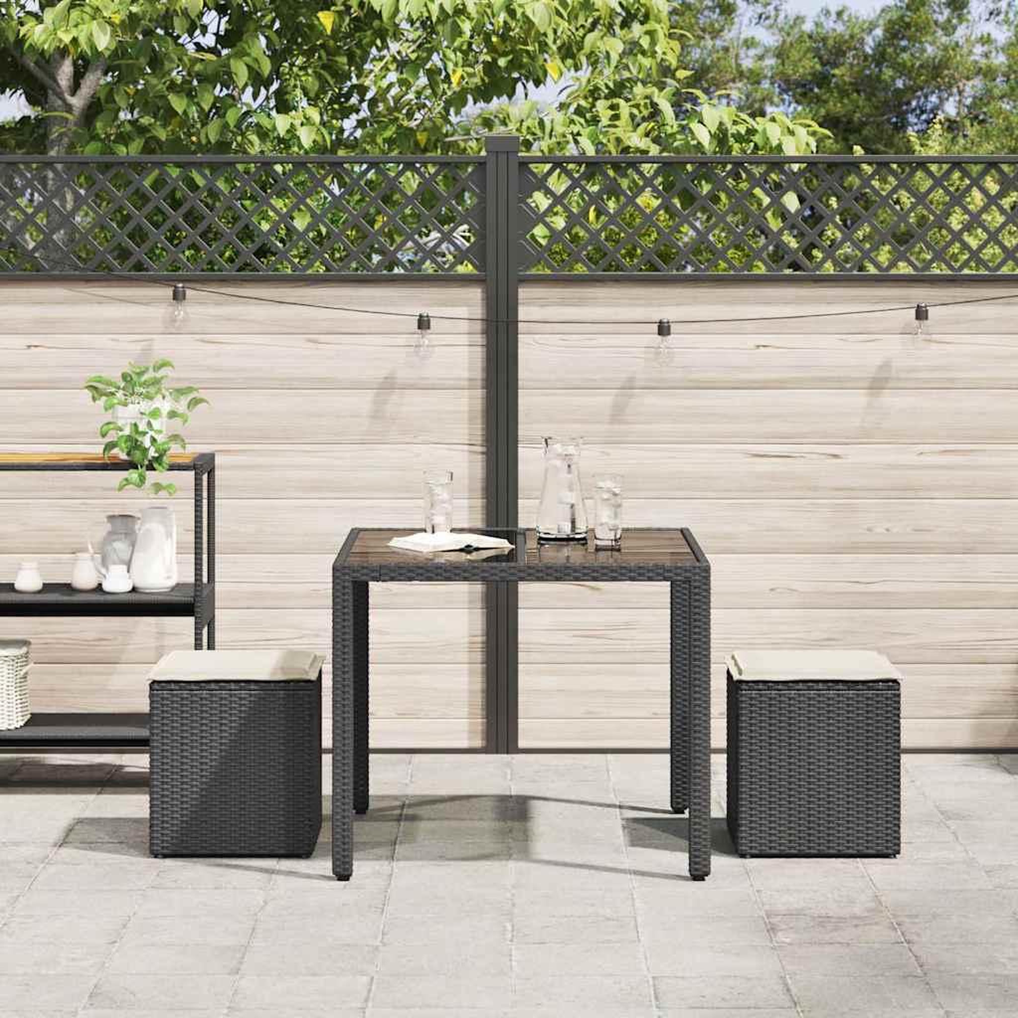 Voir la diapositive 3 : VIDAXL Tabourets jardin coussins 2 pcs noir 40x40x43 cm resine tressee