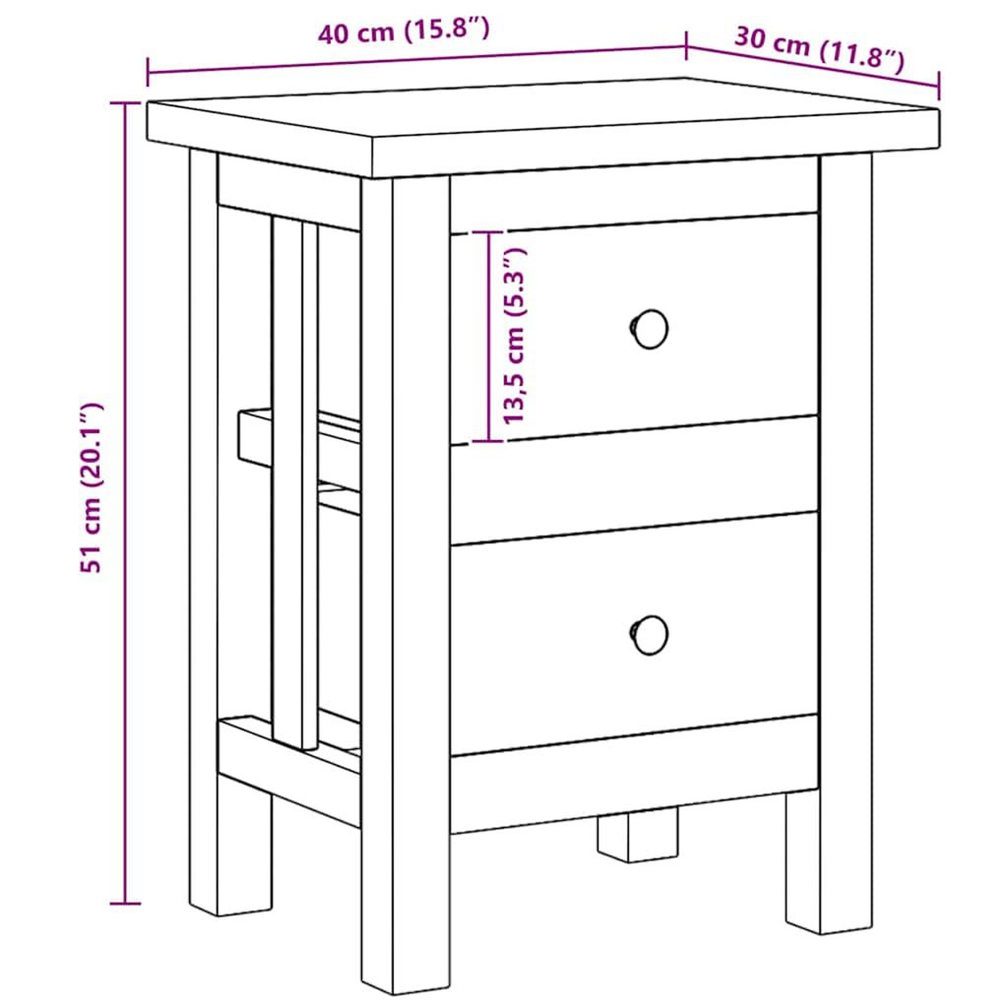 Voir la diapositive 6 : VIDAXL Table de chevet bois massif d'acajou 40x30x51 cm
