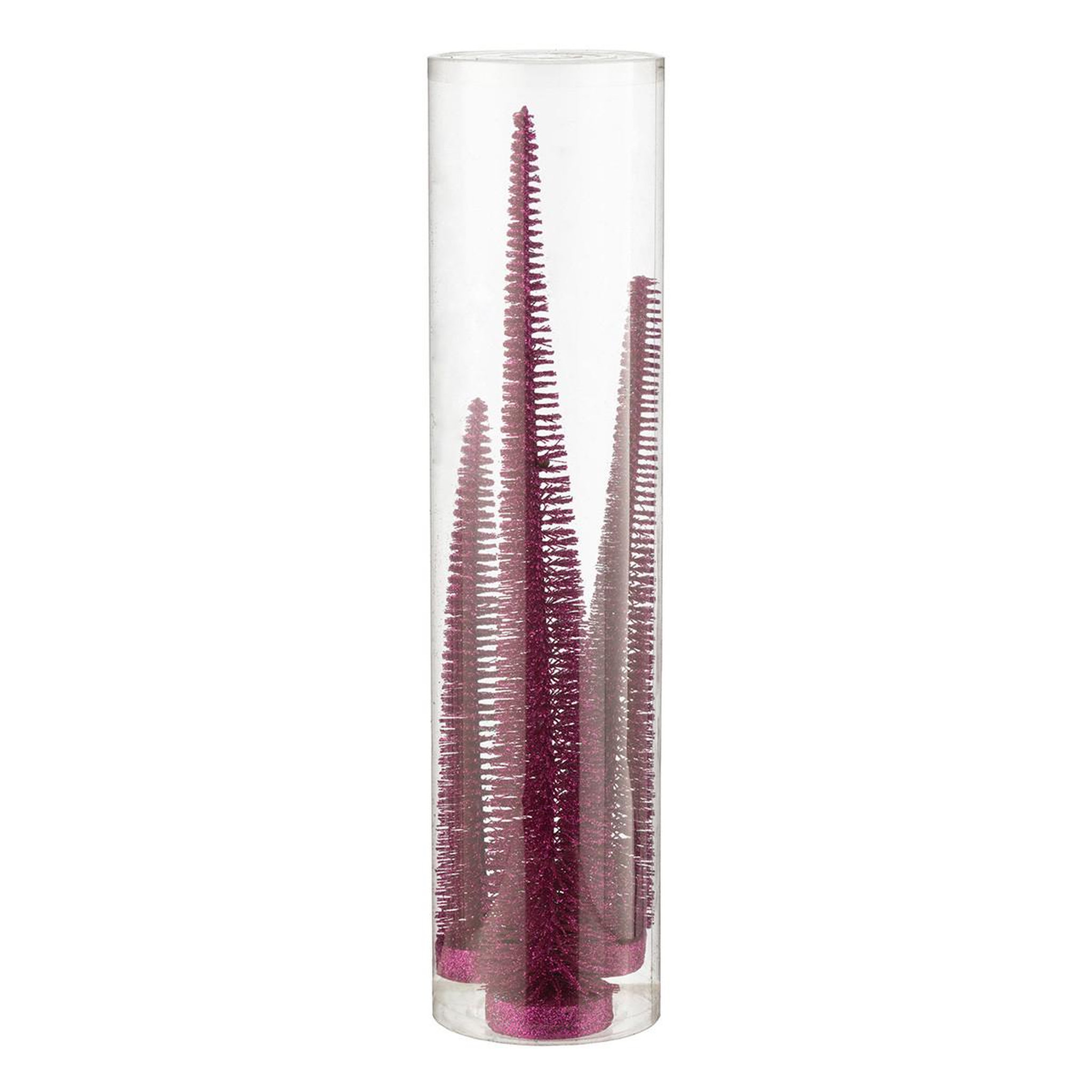 Voir la diapositive 2 : J-LINE Lot de 3 sapins de noël déco  paillettes  40cm fuchsia