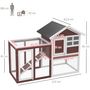 Voir la diapositive 3 : PAWHUT Clapier cage à lapins multi-équipé : niche supérieure avec rampe, plateau excrément, fenêtre + enclos  extérieur sécurisé 2 portes 122L x 63l x 92H cm rouge brique