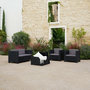 Voir la diapositive 5 : CONCEPT USINE Salon de jardin 4 places en résine tressée avec table et coffre de rangement gris SOLIS
