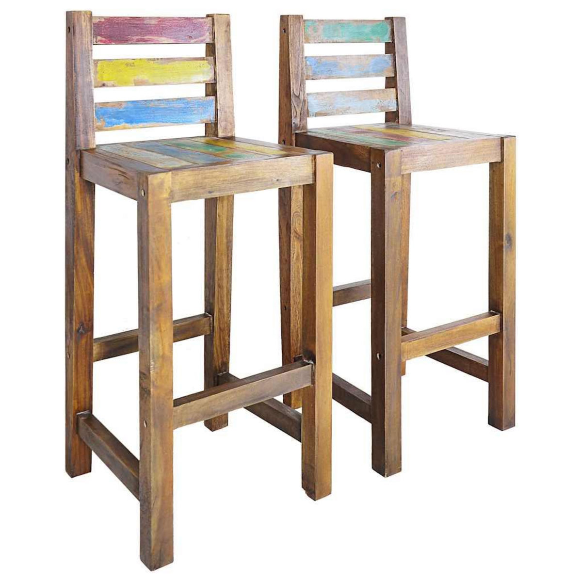 VIDAXL Tabourets de bar lot de 2 bois massif de recuperation