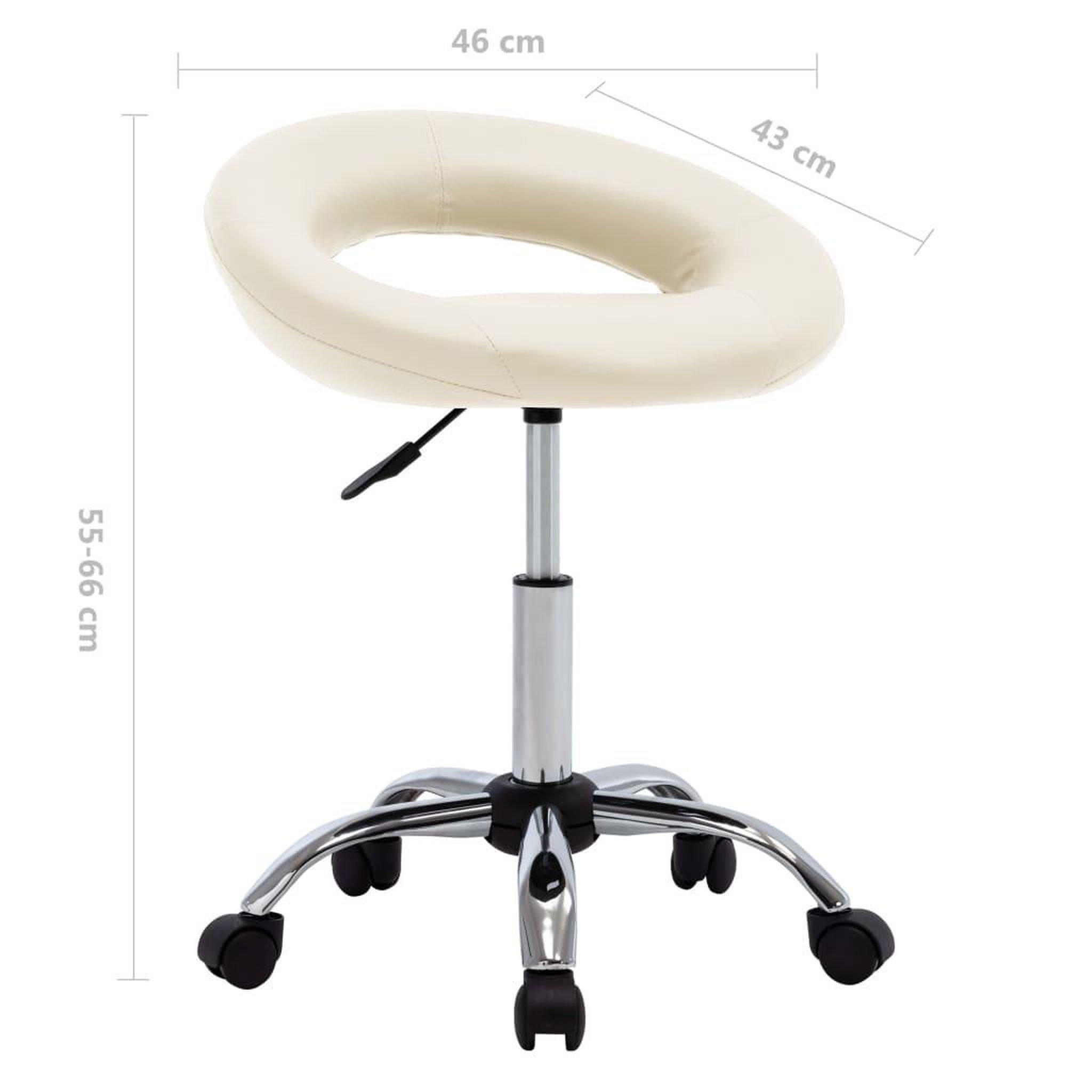 Voir la diapositive 6 : VIDAXL Chaise de travail roulante Creme Similicuir