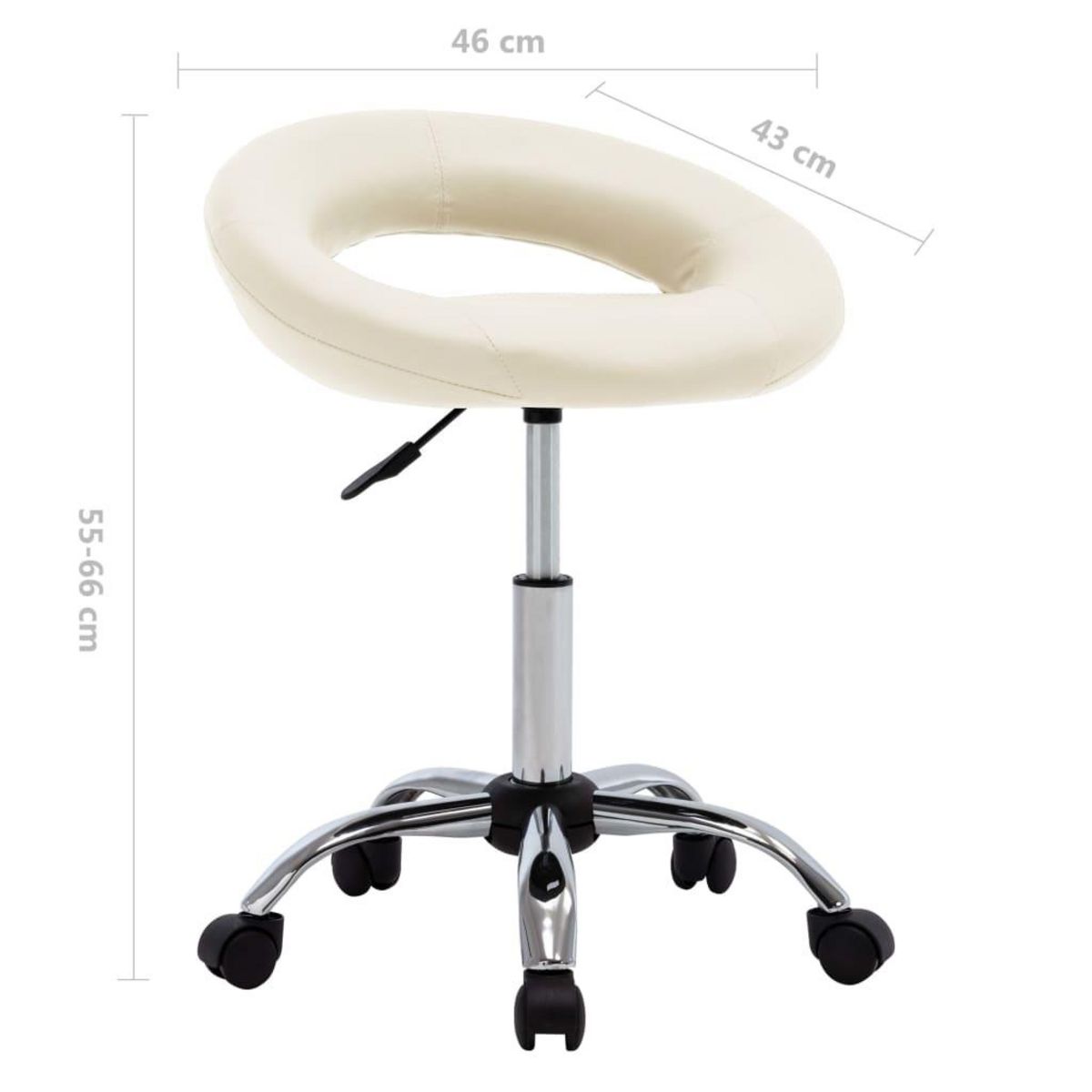 VIDAXL Chaise de travail roulante Creme Similicuir