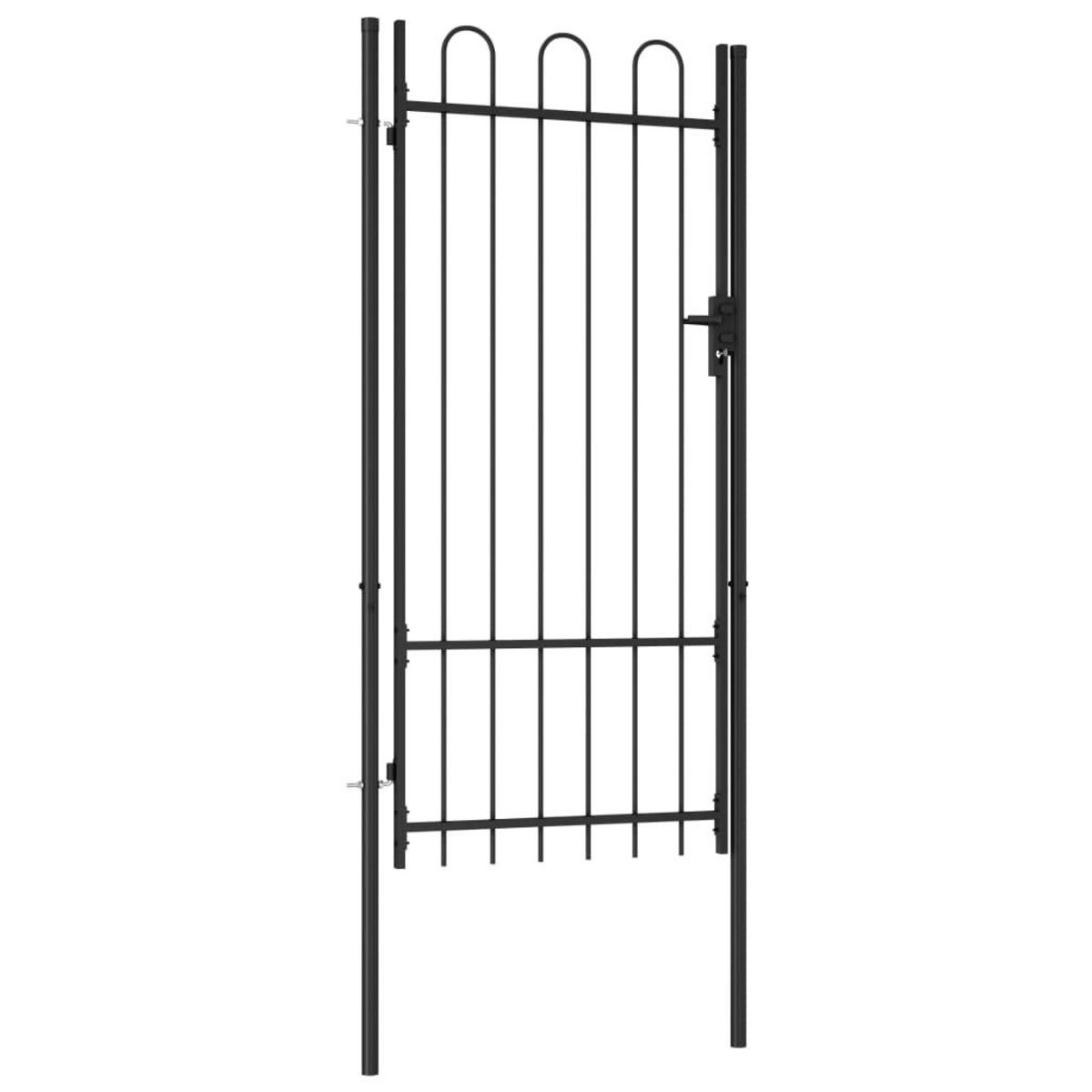 VIDAXL Portillon simple porte avec dessus arque Acier 1x2 m Noir