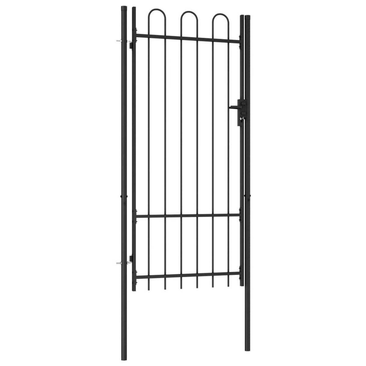 VIDAXL Portillon simple porte avec dessus arque Acier 1x2 m Noir