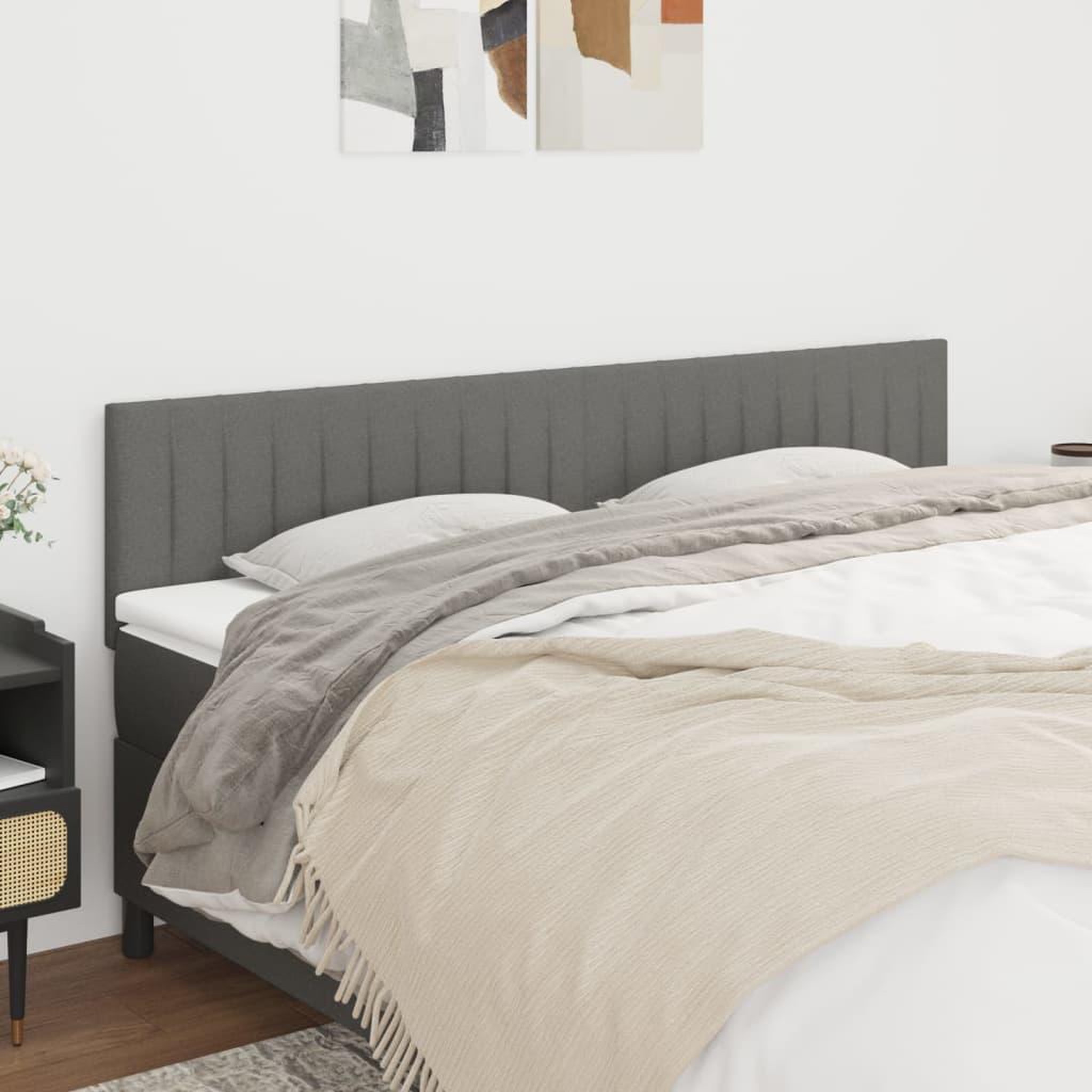 Voir la diapositive 1 : VIDAXL Tetes de lit 2 pcs Gris fonce 100x5x78/88 cm Tissu