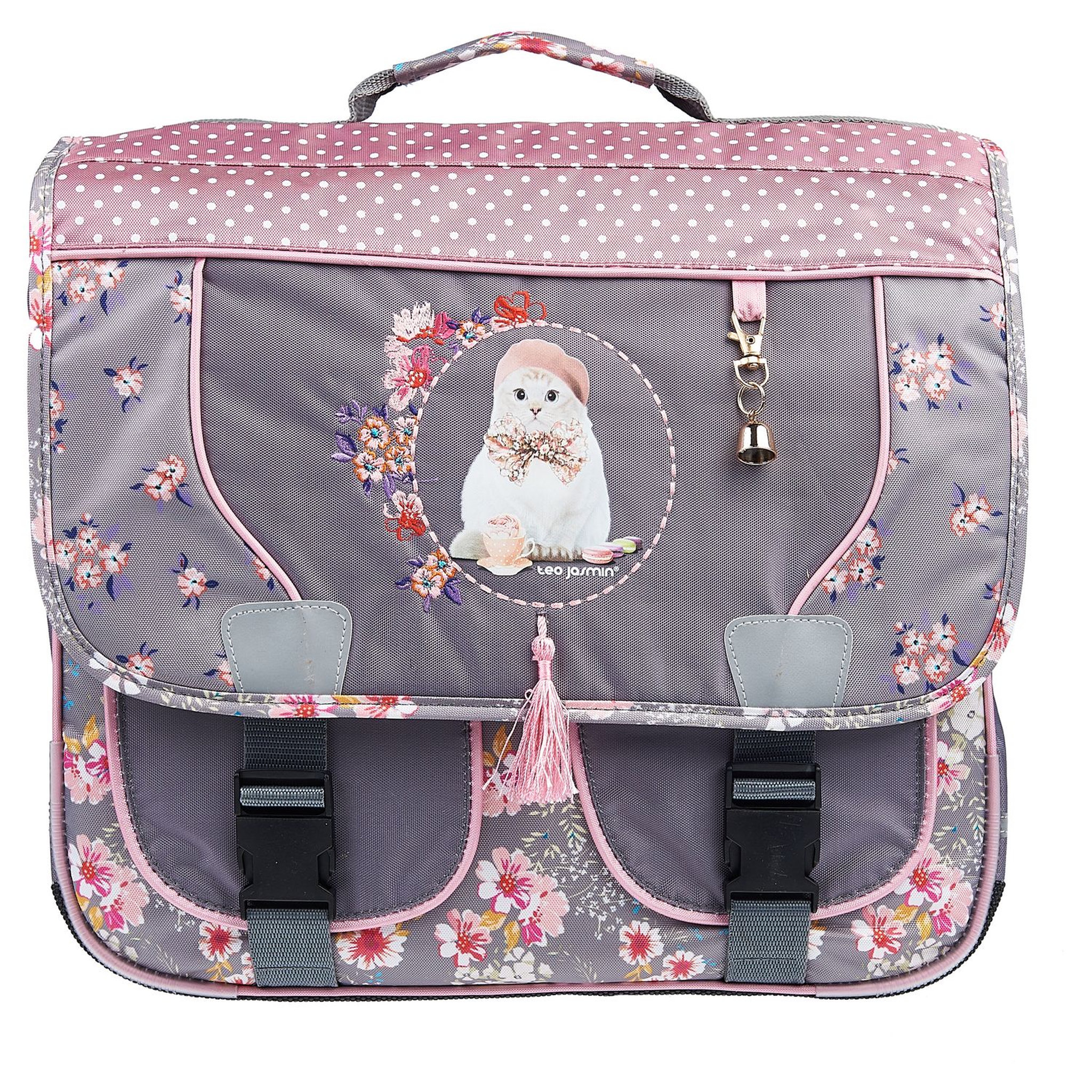 Voir la diapositive 2 : TEO JASMIN Cartable 38 cm gris JASMINE TEATIME