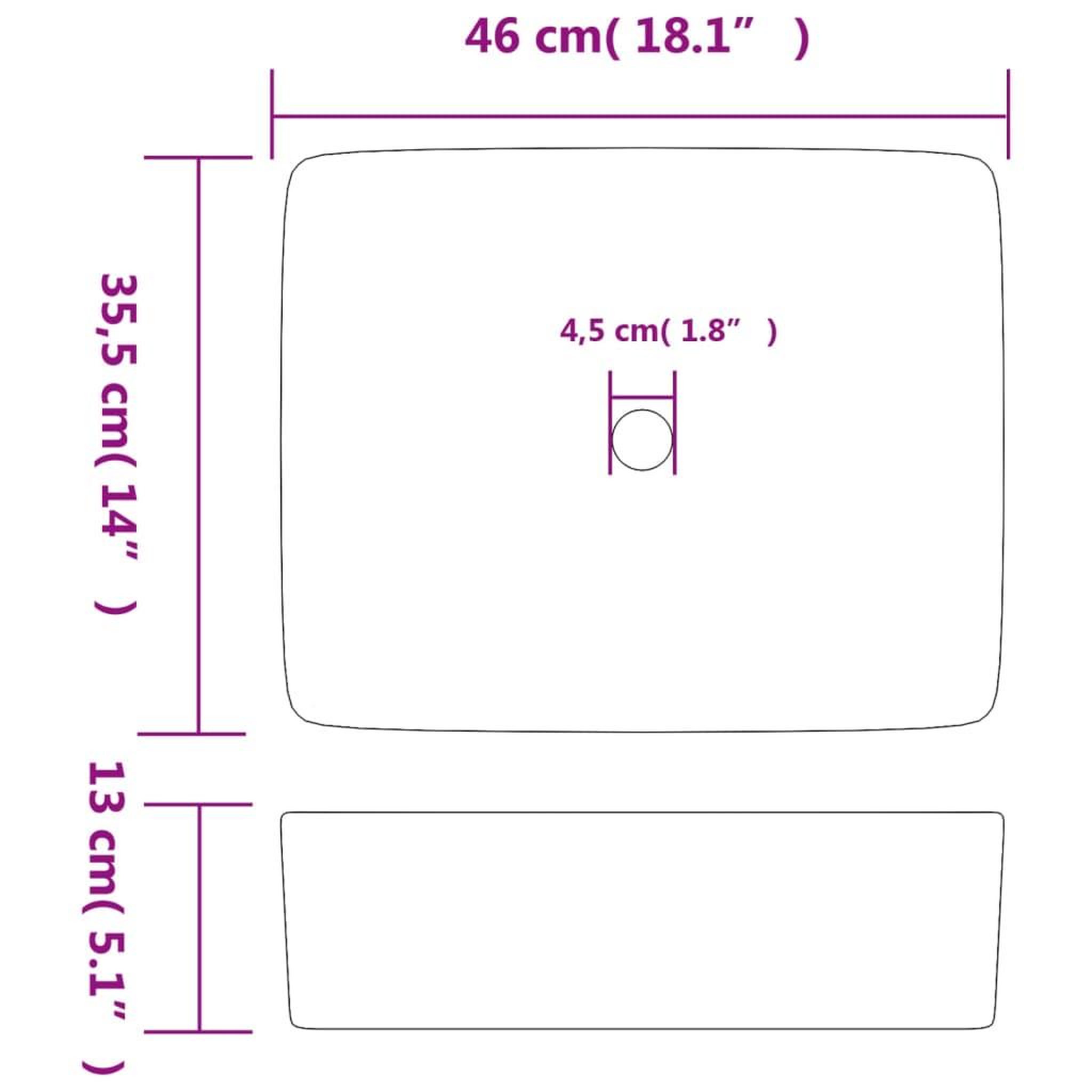 Voir la diapositive 6 : VIDAXL Vasque a poser gris/bleu rectangulaire 46x35,5x13 cm ceramique