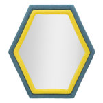 Paris Prix Miroir Mural en Velours  Tony  80cm Bleu & Jaune