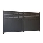 SWEEEK Portail de jardin acier galvanisé anthracite 2 portes avec serrure et poignée. fixation mur et sol - Axis