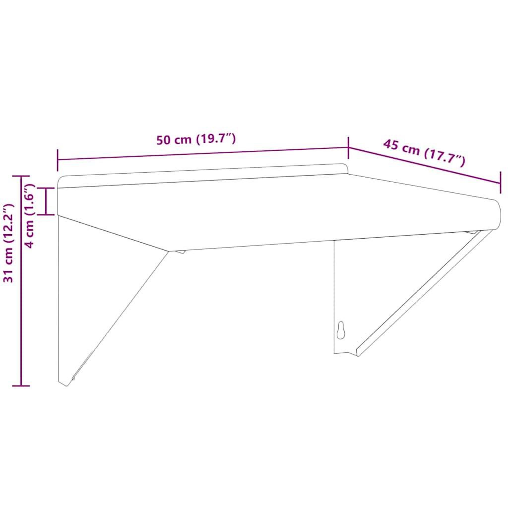 Voir la diapositive 6 : VIDAXL Etagere murale 50x45x31 cm argente acier inoxydable