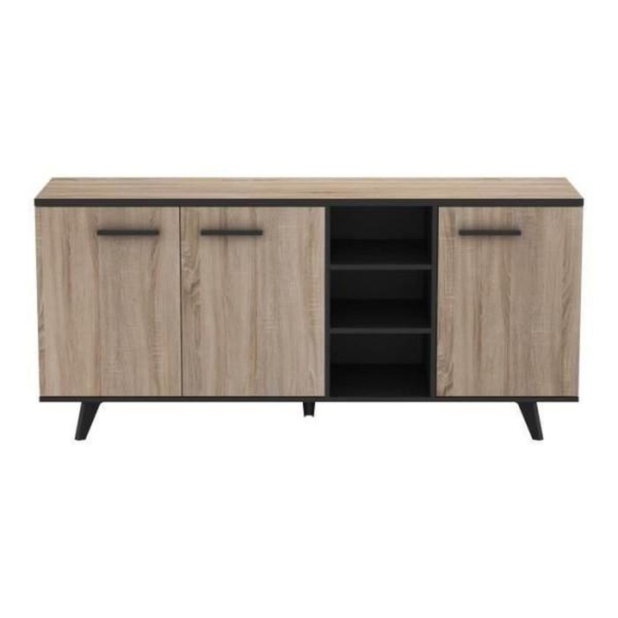 Voir la diapositive 5 : Demeyere Ensemble meuble tv table basse buffet wayne - mélaminé - style scandinave - chene brossé et noir