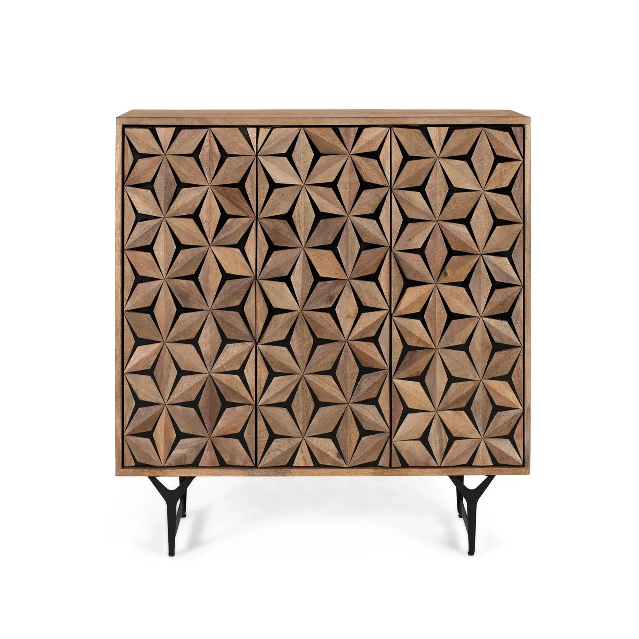 GINER Y COLOMER SL Buffet en bois de manguier 100cm style contemporain géométrique