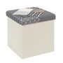 Voir la diapositive 1 : Paris Prix Pouf Coffre Pliable  Patchwork  38cm Greige